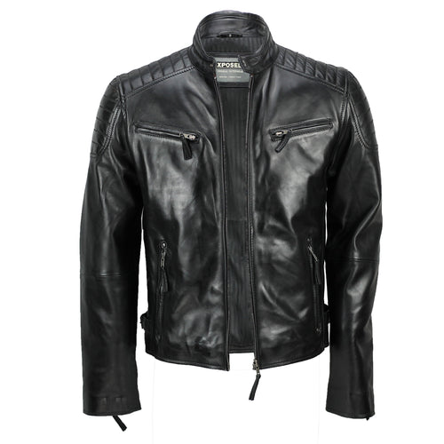 LÄSSIGE BIKER-LEDERJACKE FÜR HERREN