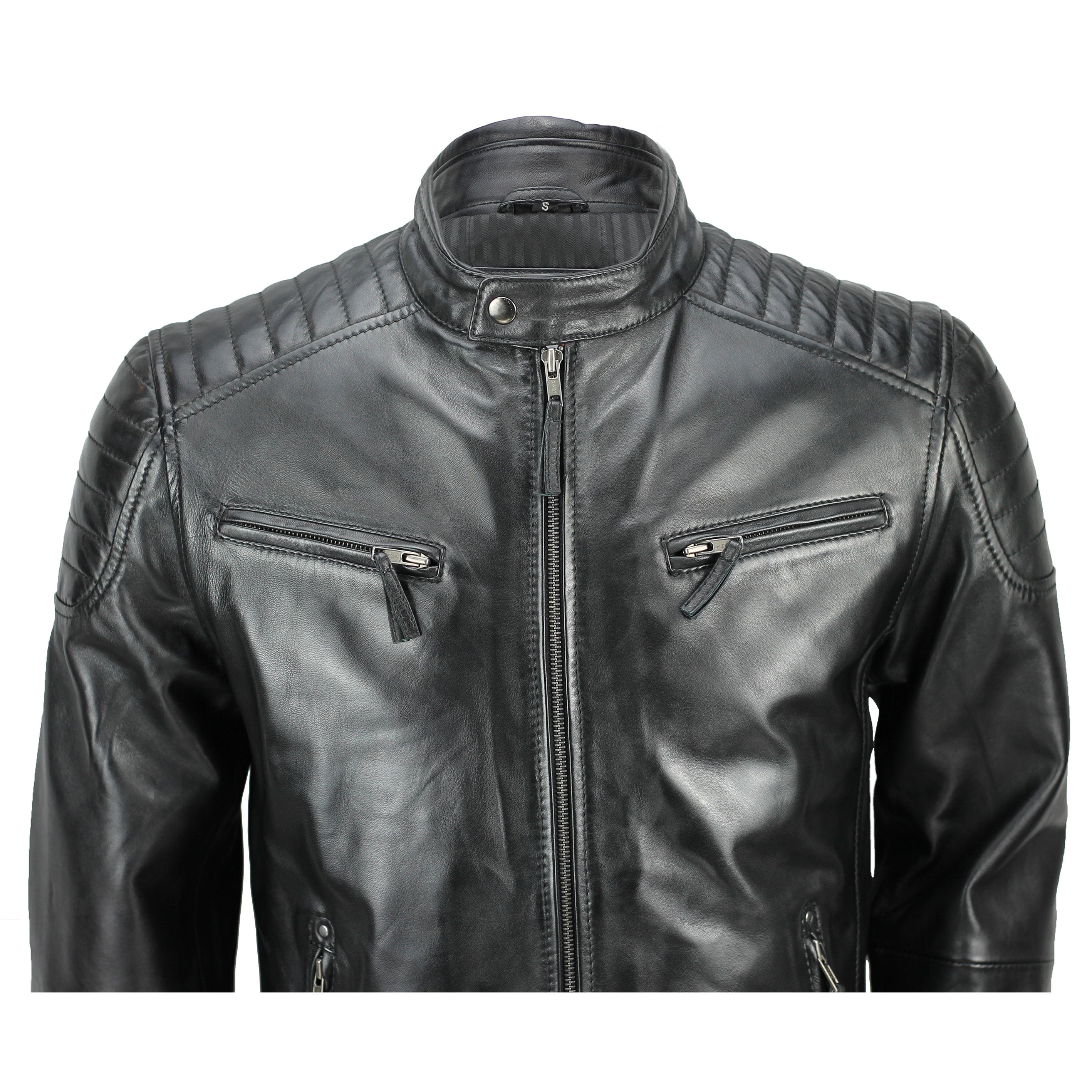MEN'S CASUAL BIKER LEATHER JACKET