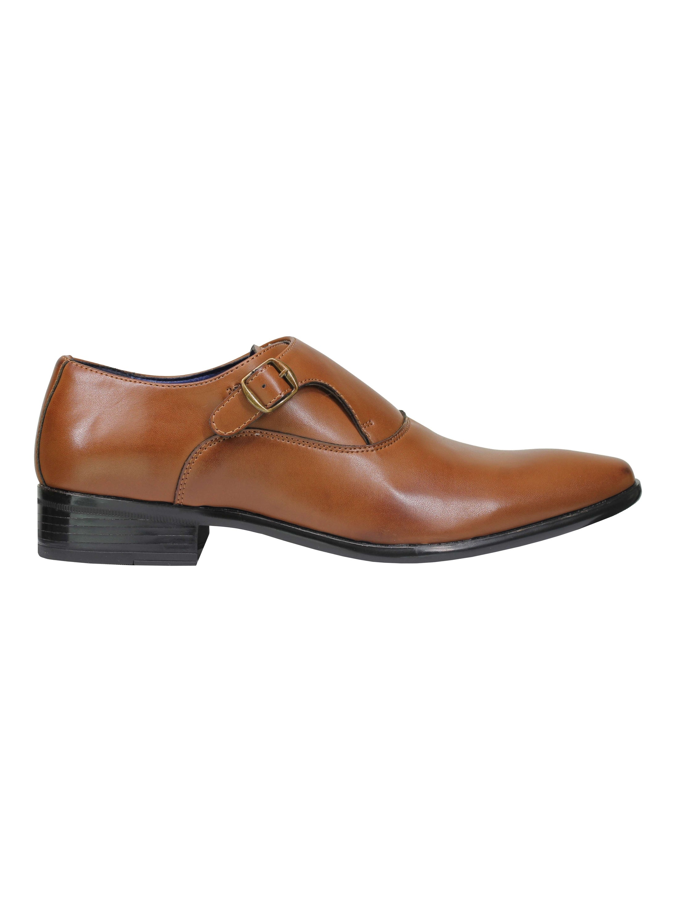 Faux Leather Monk Strap Buckle Shoes