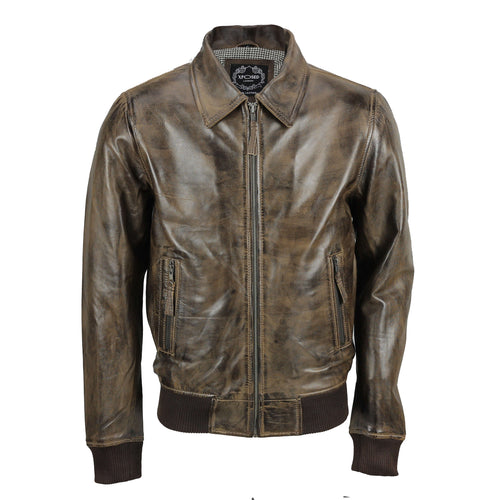 VESTE BIKER EN CUIR COL BOMBER