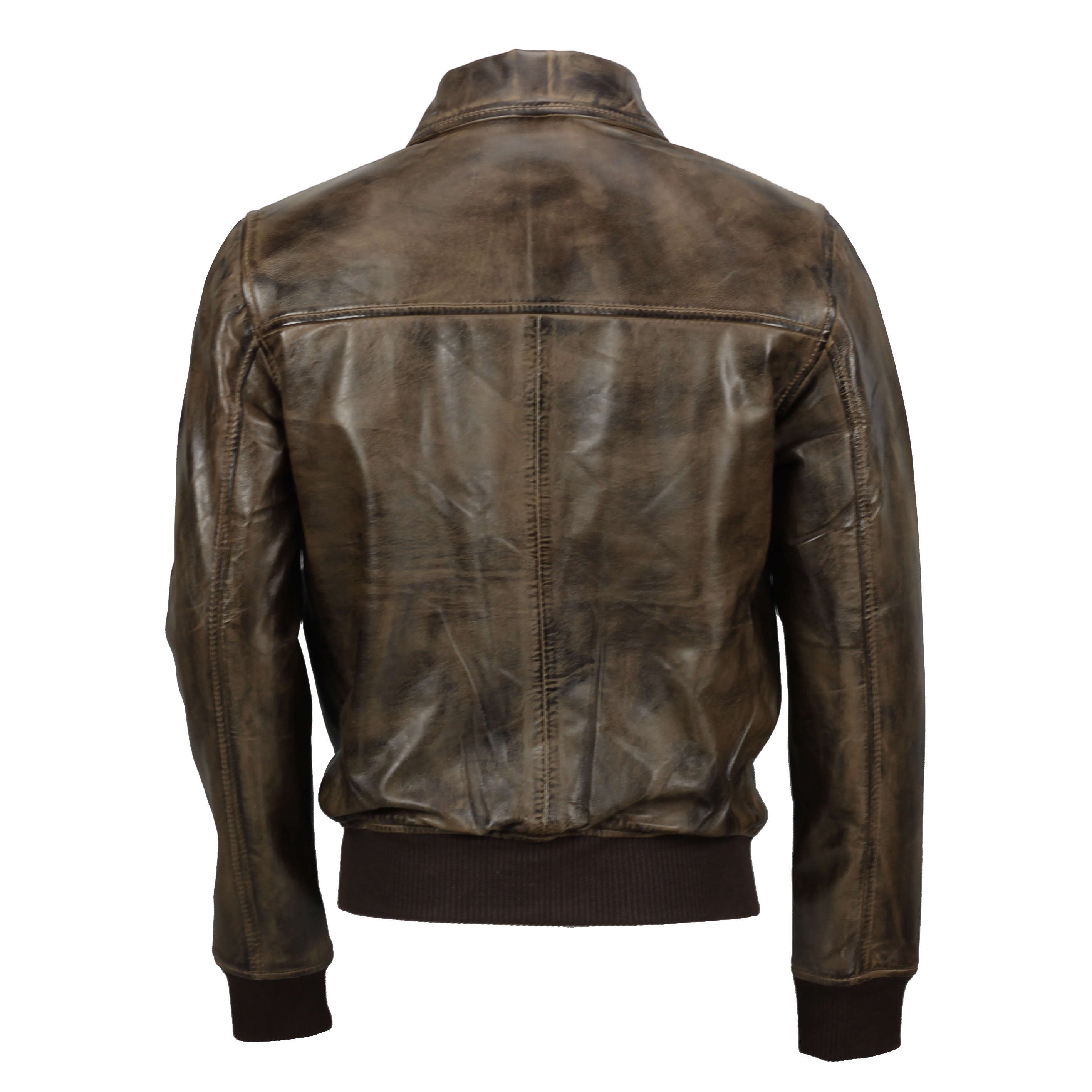 BOMBER COLLAR BIKER LEATHER JACKET