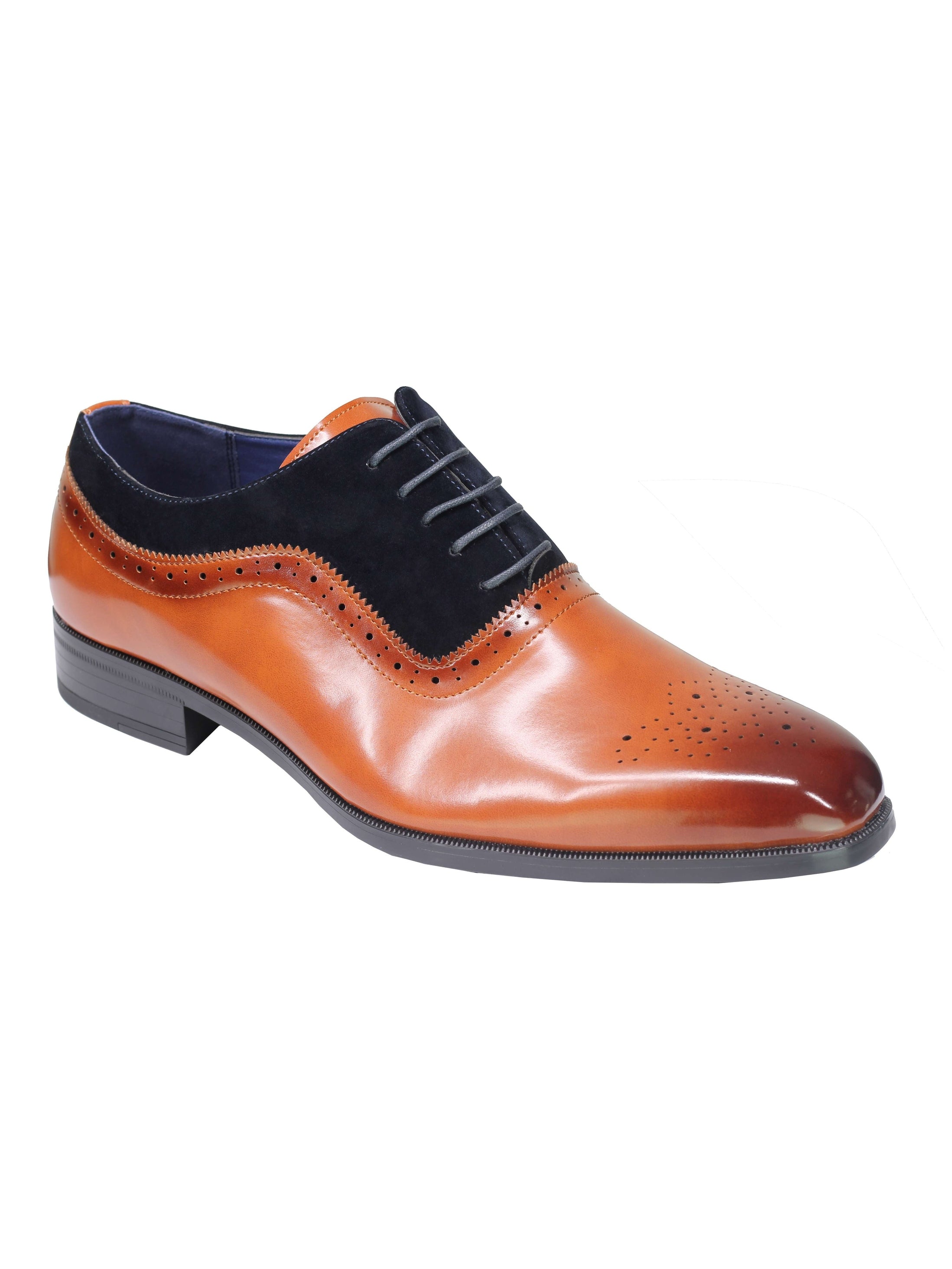 Mens Classic Brogues 2 Tone Suede & Leather Lined Smart Formal Lace up Shoes