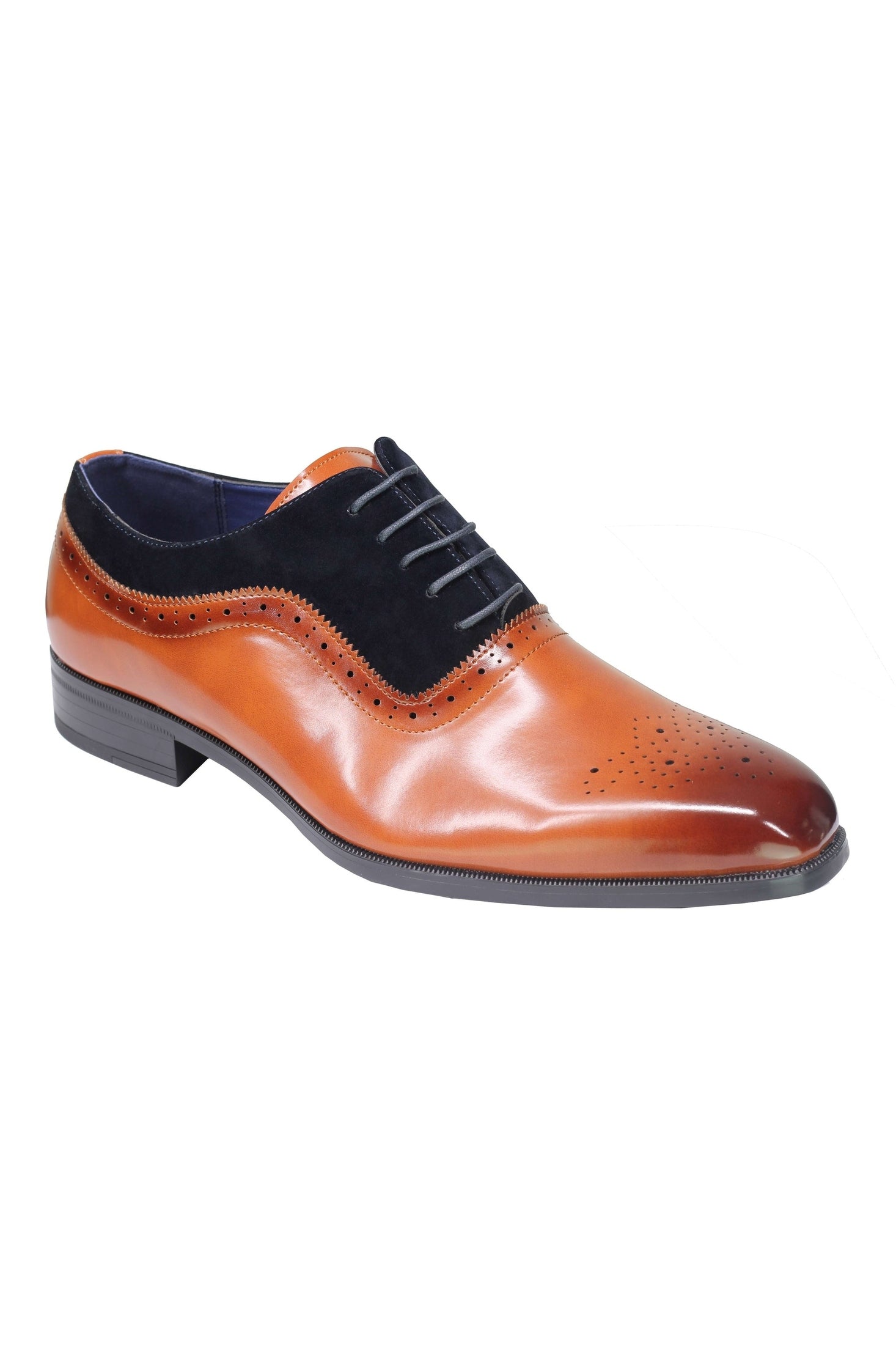 Mens Classic Brogues 2 Tone Suede & Leather Lined Smart Formal Lace up Shoes