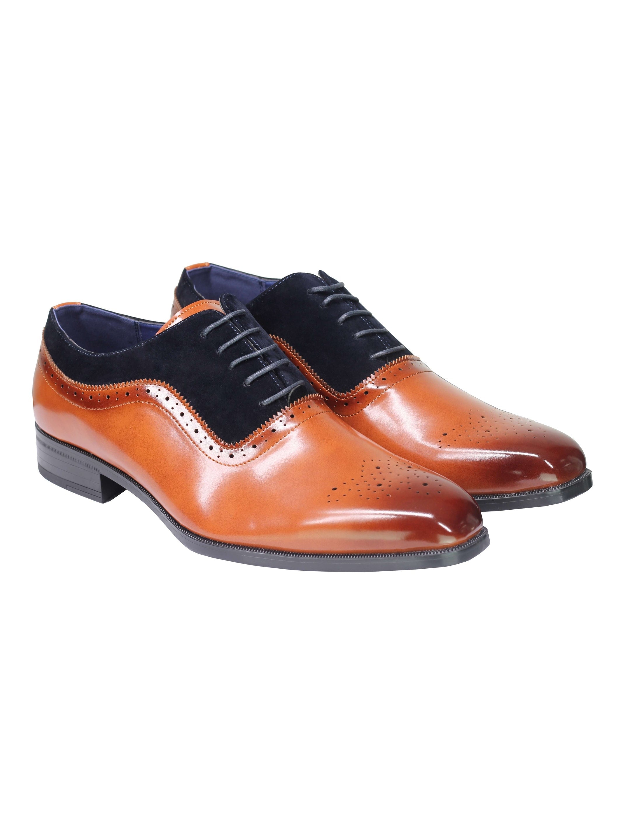 Mens Classic Brogues 2 Tone Suede & Leather Lined Smart Formal Lace up Shoes
