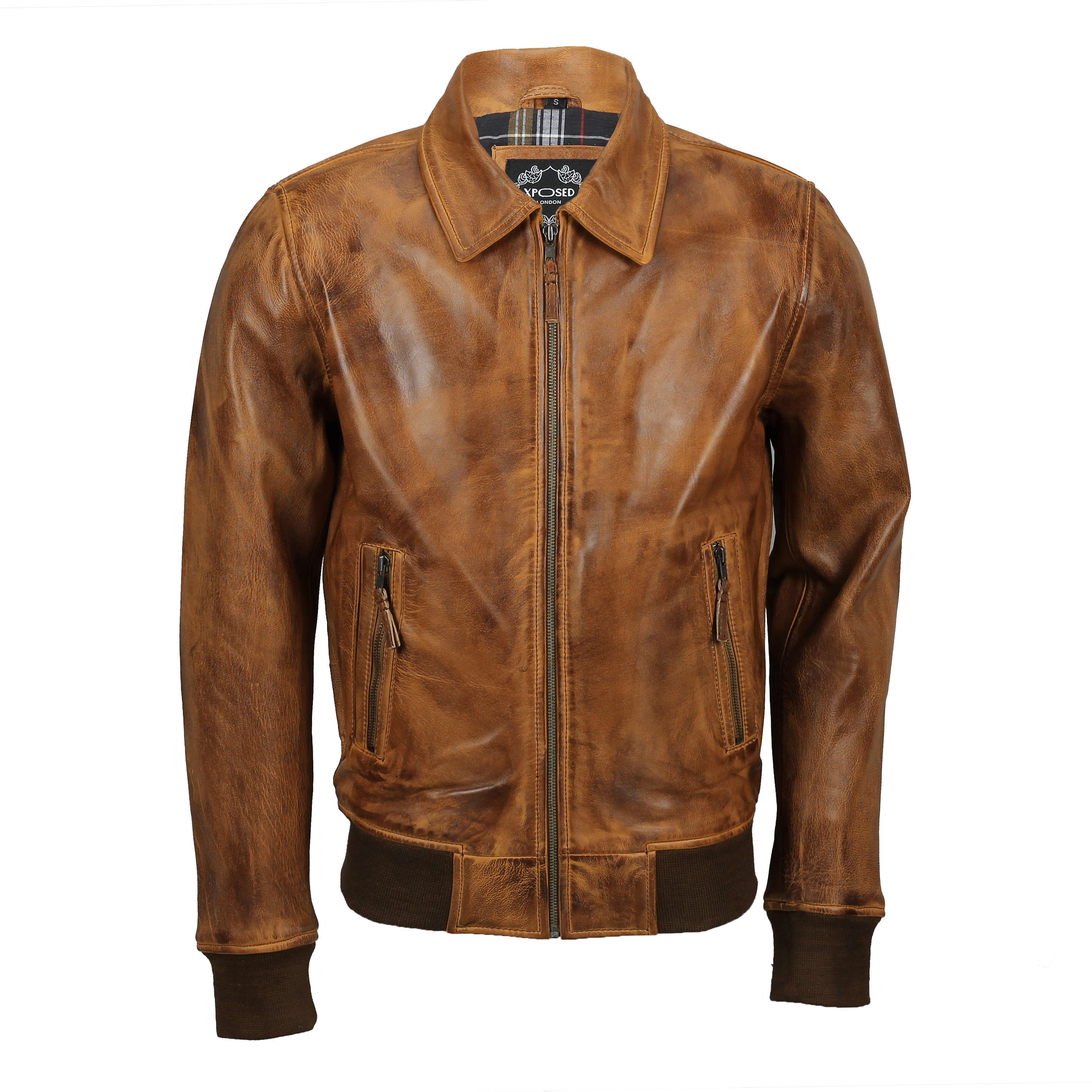 BOMBER COLLAR TAN BIKER JACKET