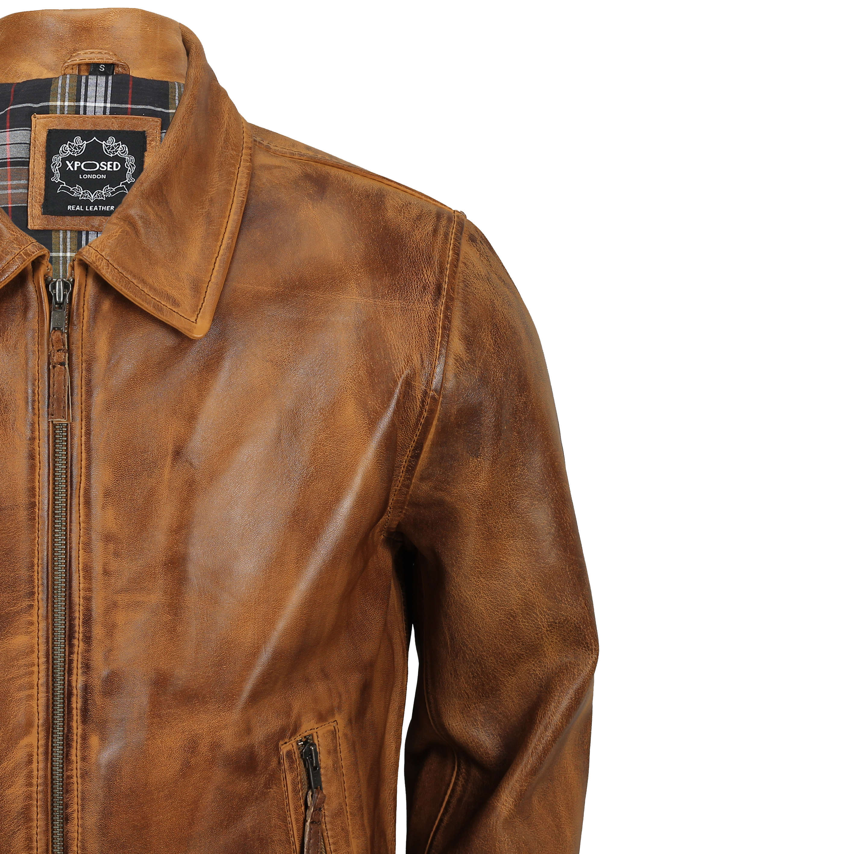 BOMBER COLLAR TAN BIKER JACKET