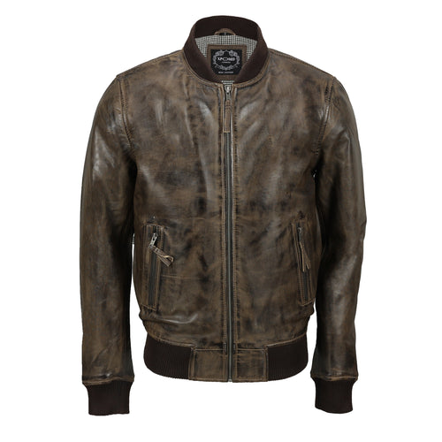 VESTE BOMBER SANS COL MARRON