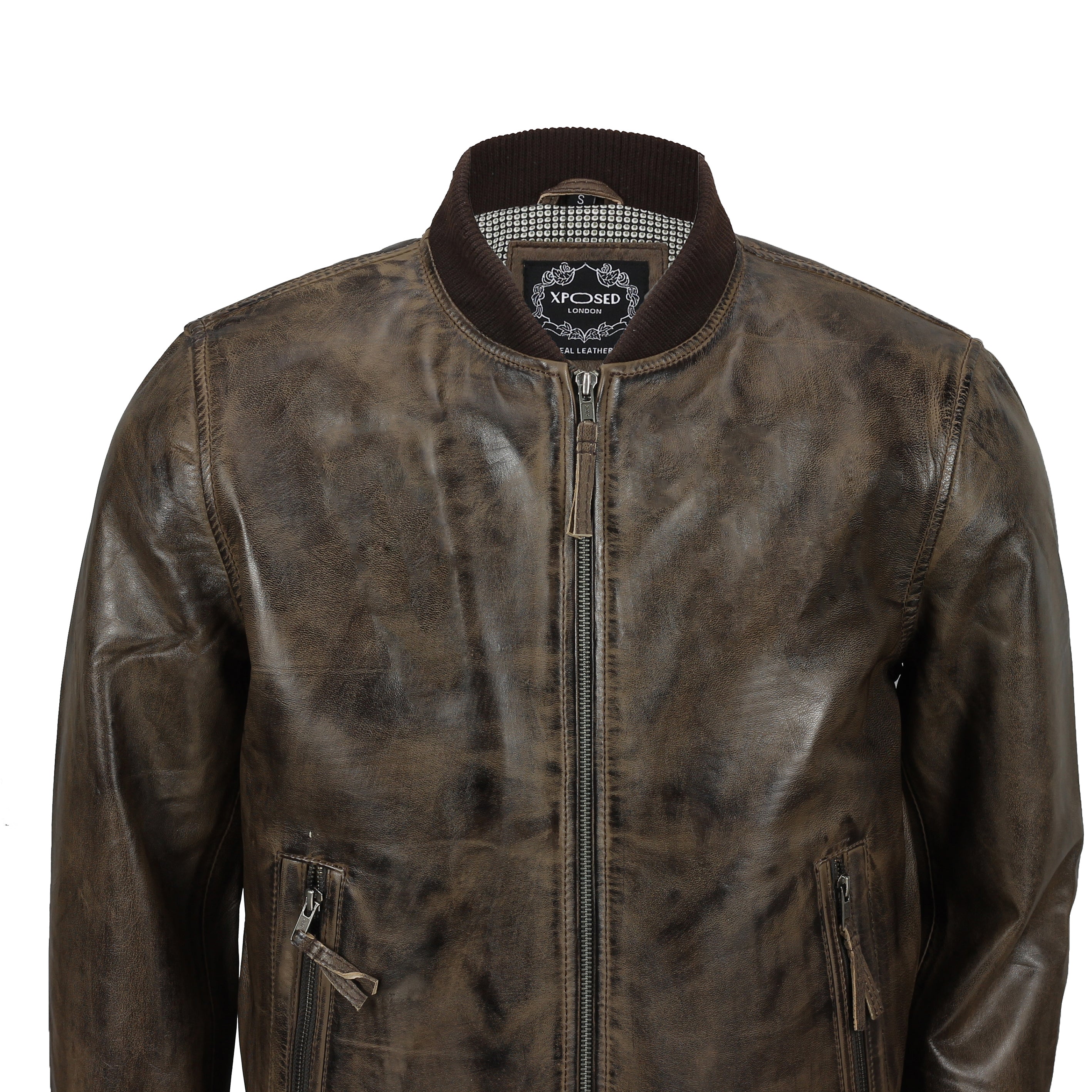 BOMBER NO COLLAR BROWN JACKET