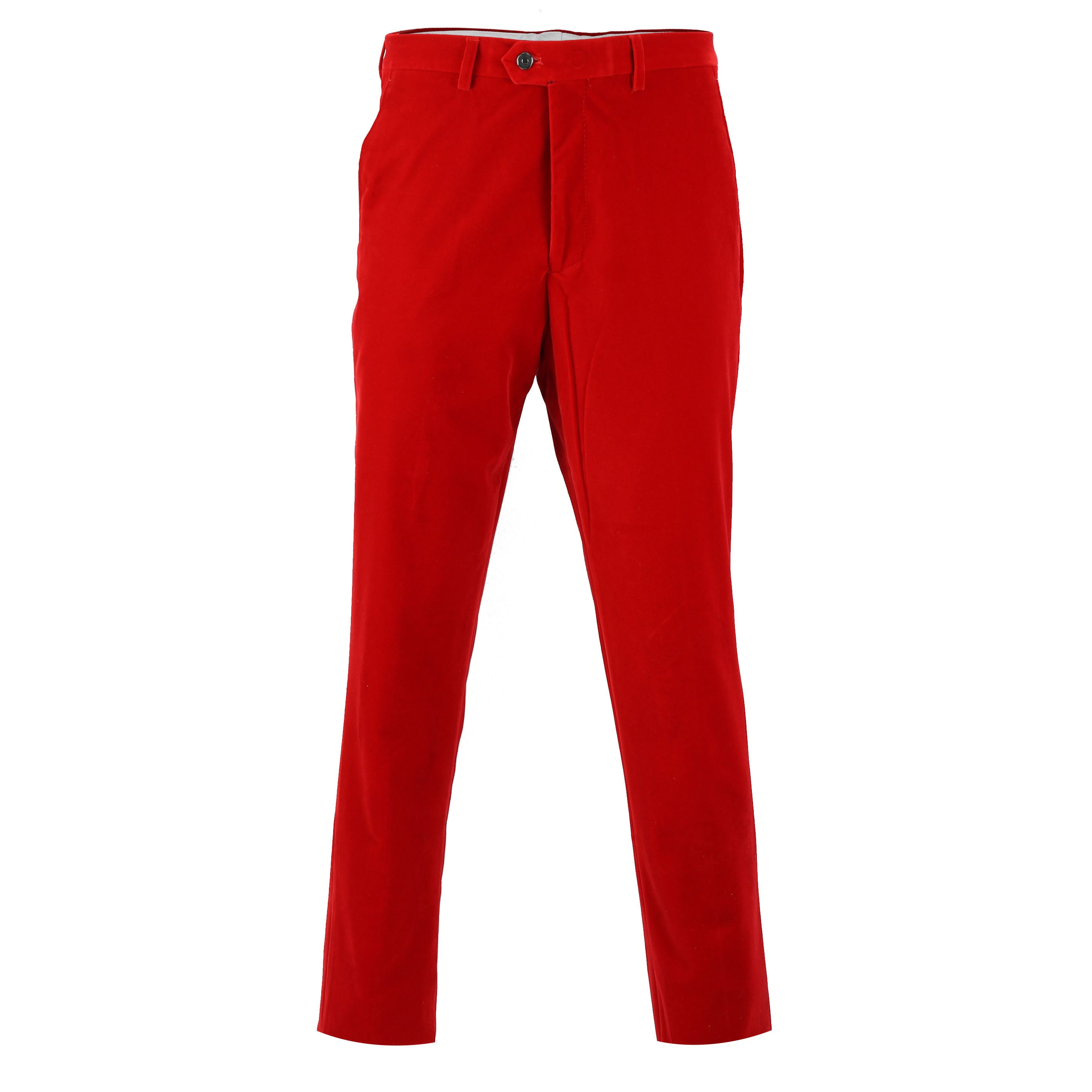 Jess - Mens Red Slim Fit Soft Velvet Formal Dress Suit Pants