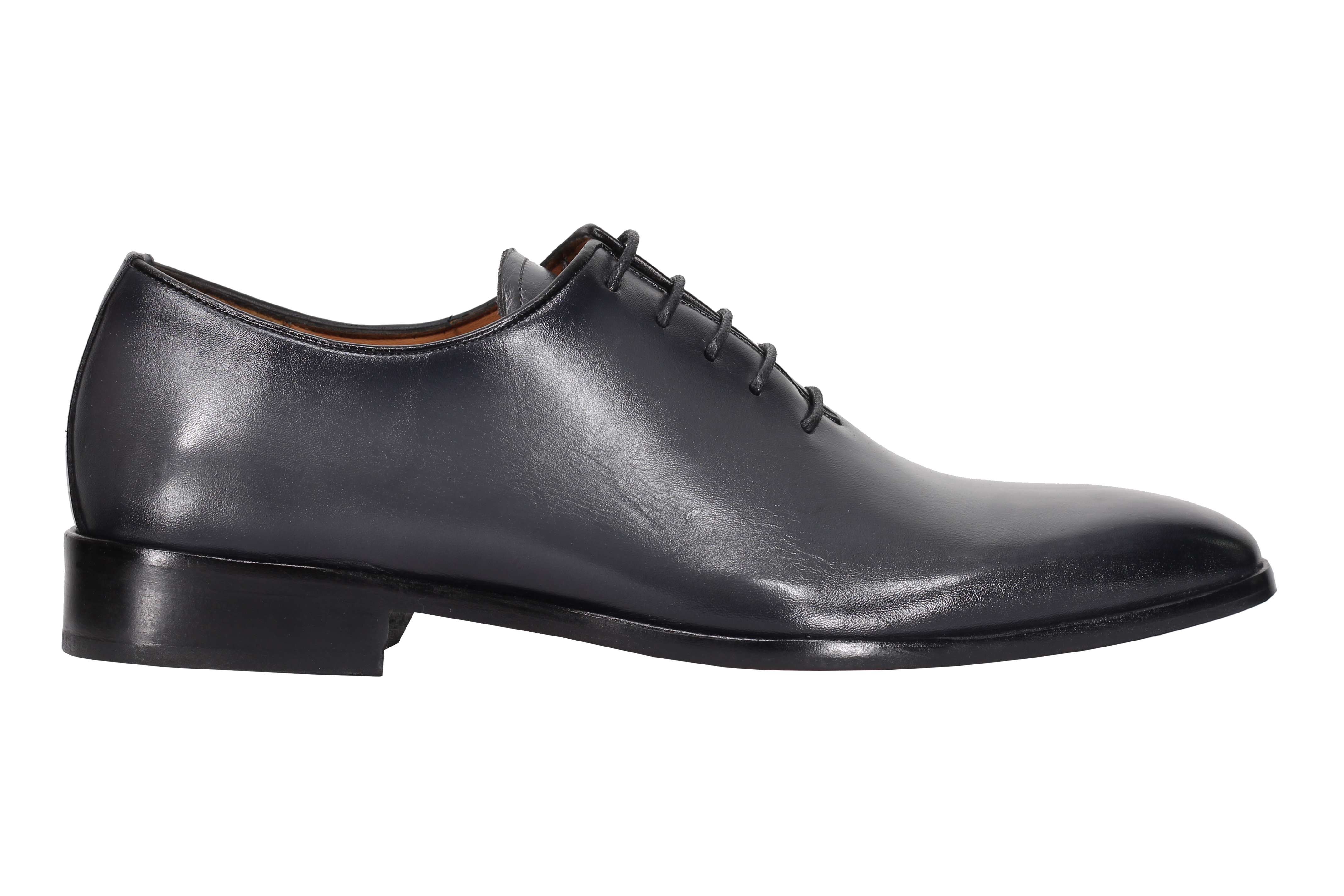 Men's Calf Leather Wholecut Oxford Shoes in Grey