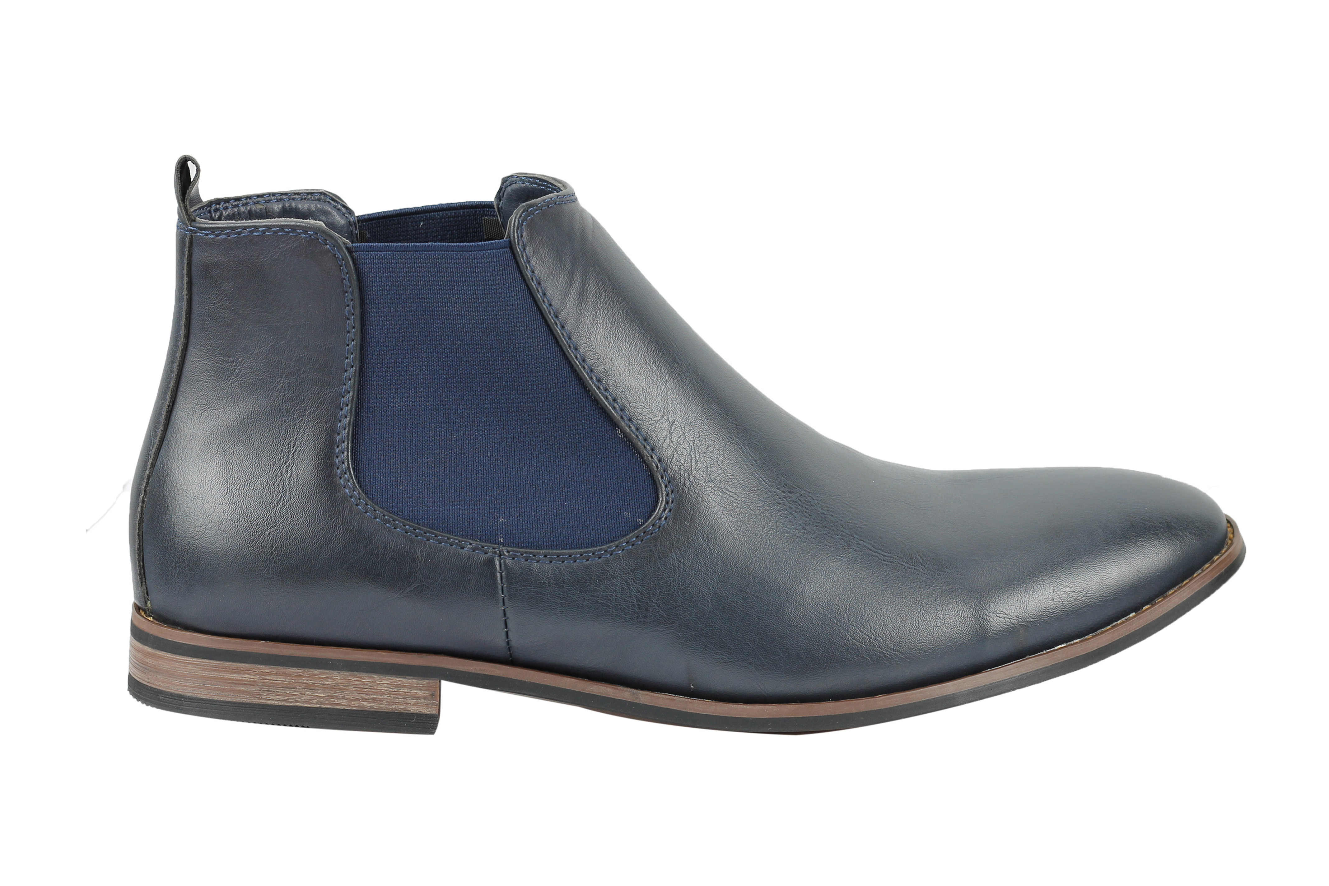 Faux Leather Chelsea Navy Boots