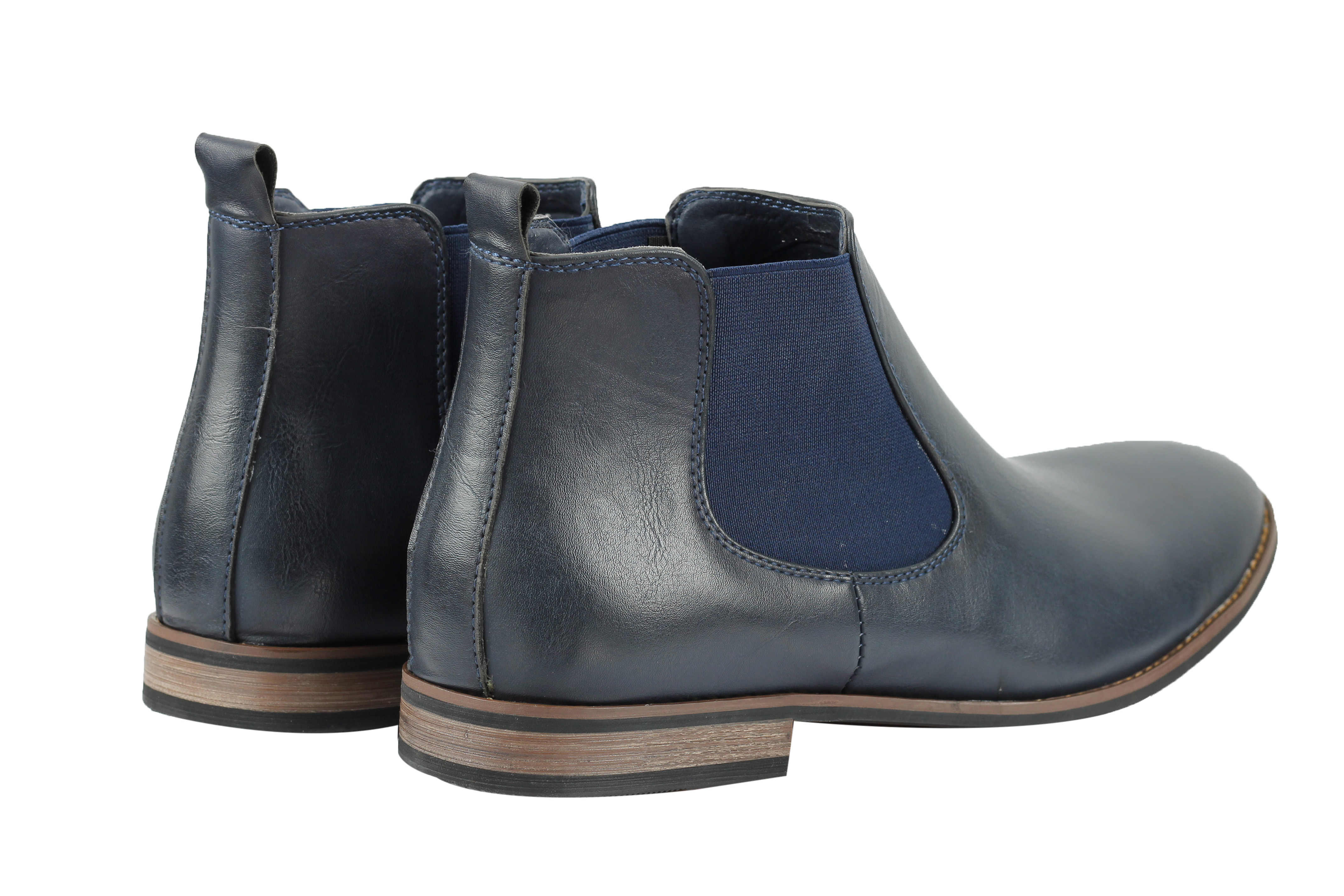 Faux Leather Chelsea Navy Boots