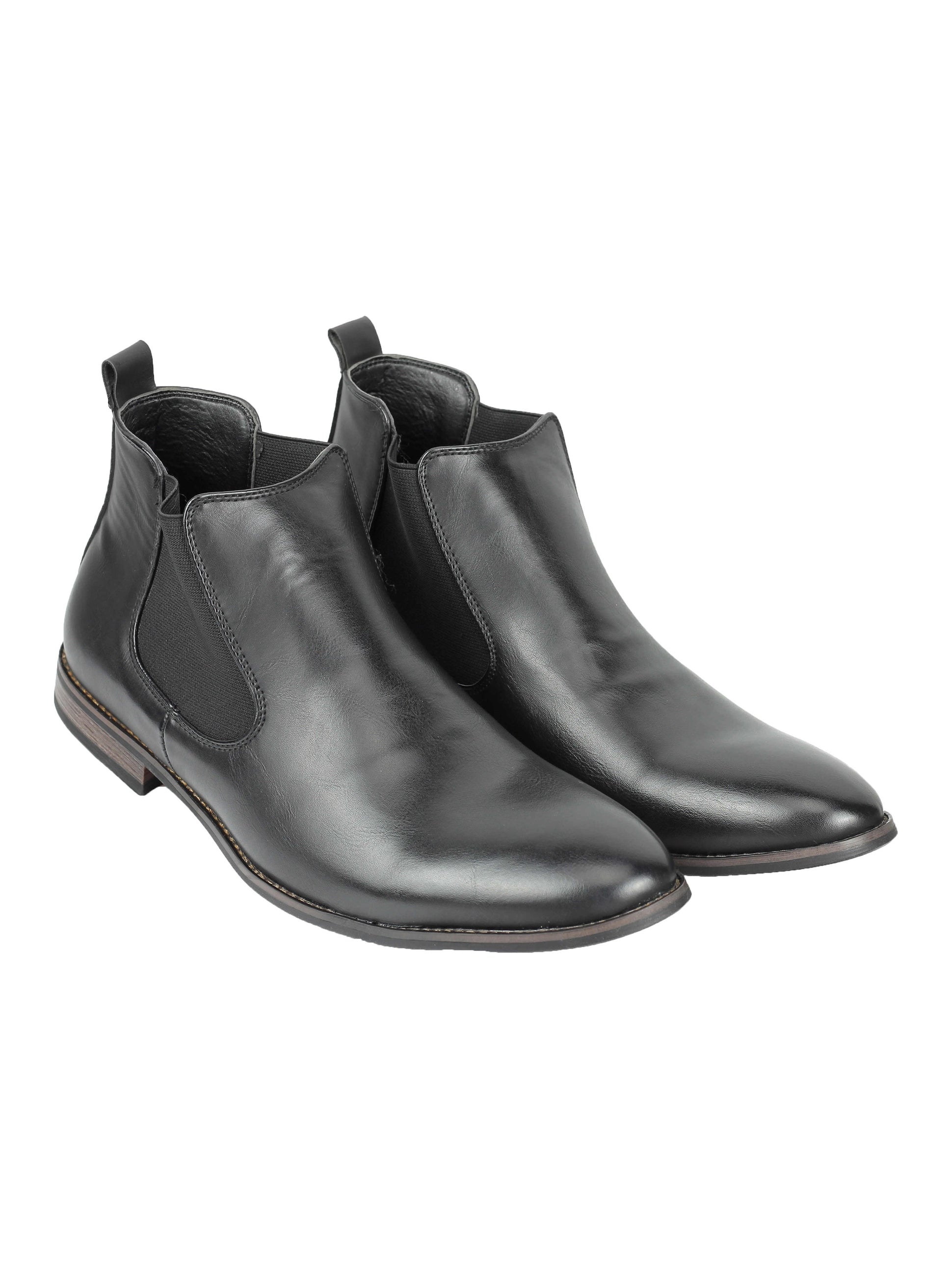 FAUX LEATHER CHELSEA BOOTS IN BLACK