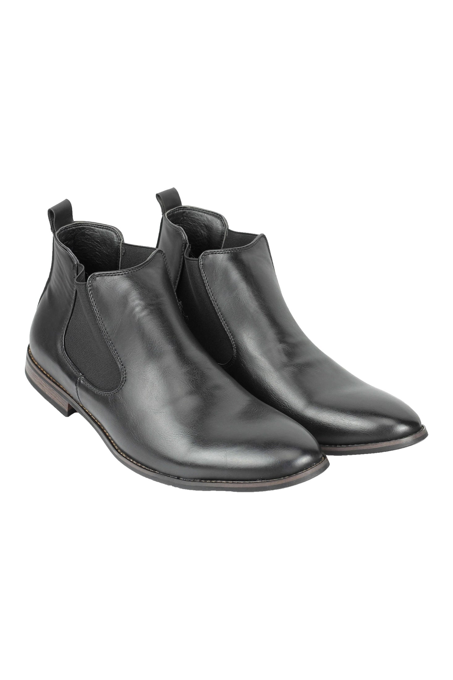 FAUX LEATHER CHELSEA BOOTS IN BLACK