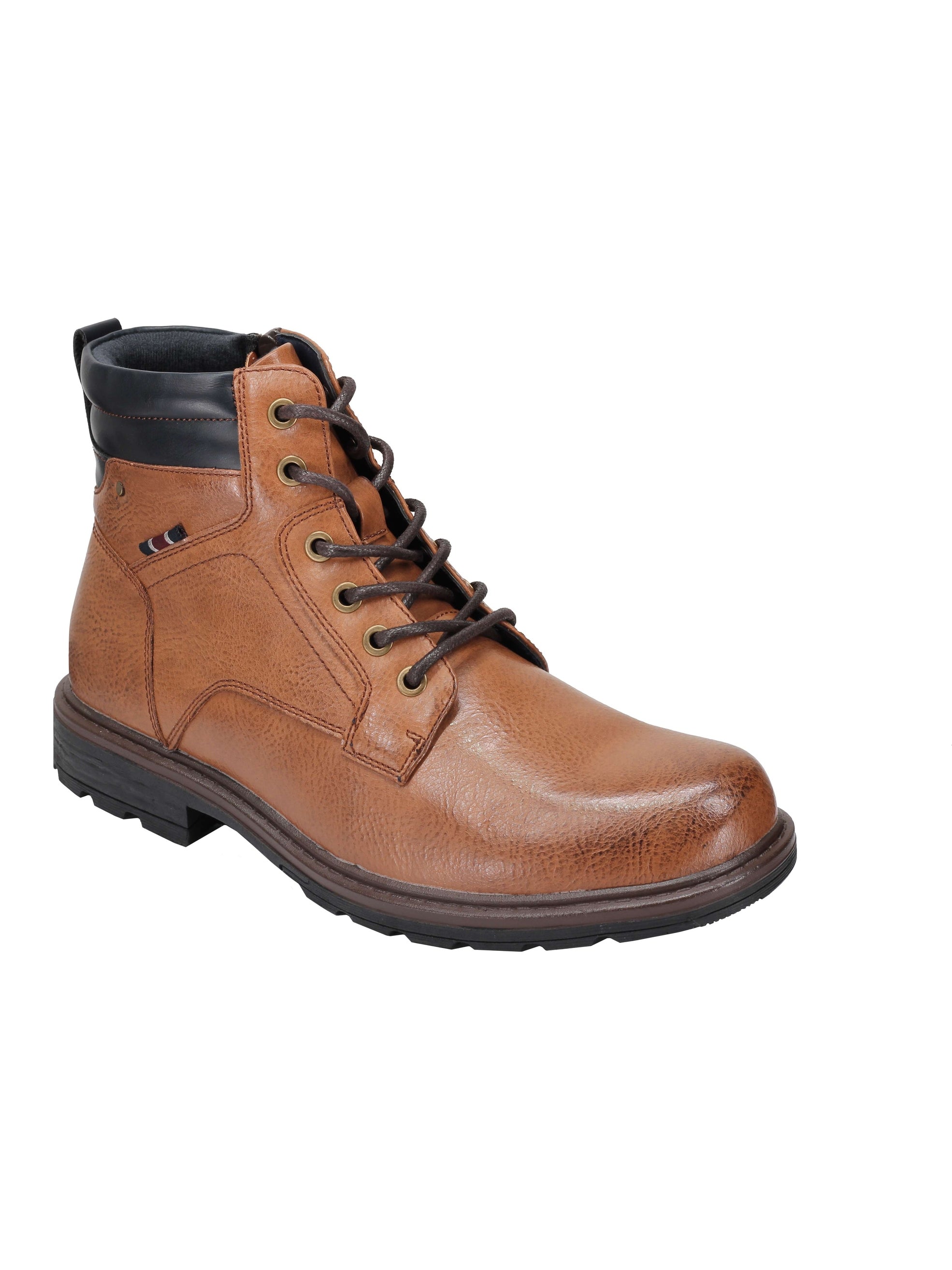 FAUX LEATHER ANKLE LACEUP SHOES WITH ZIP