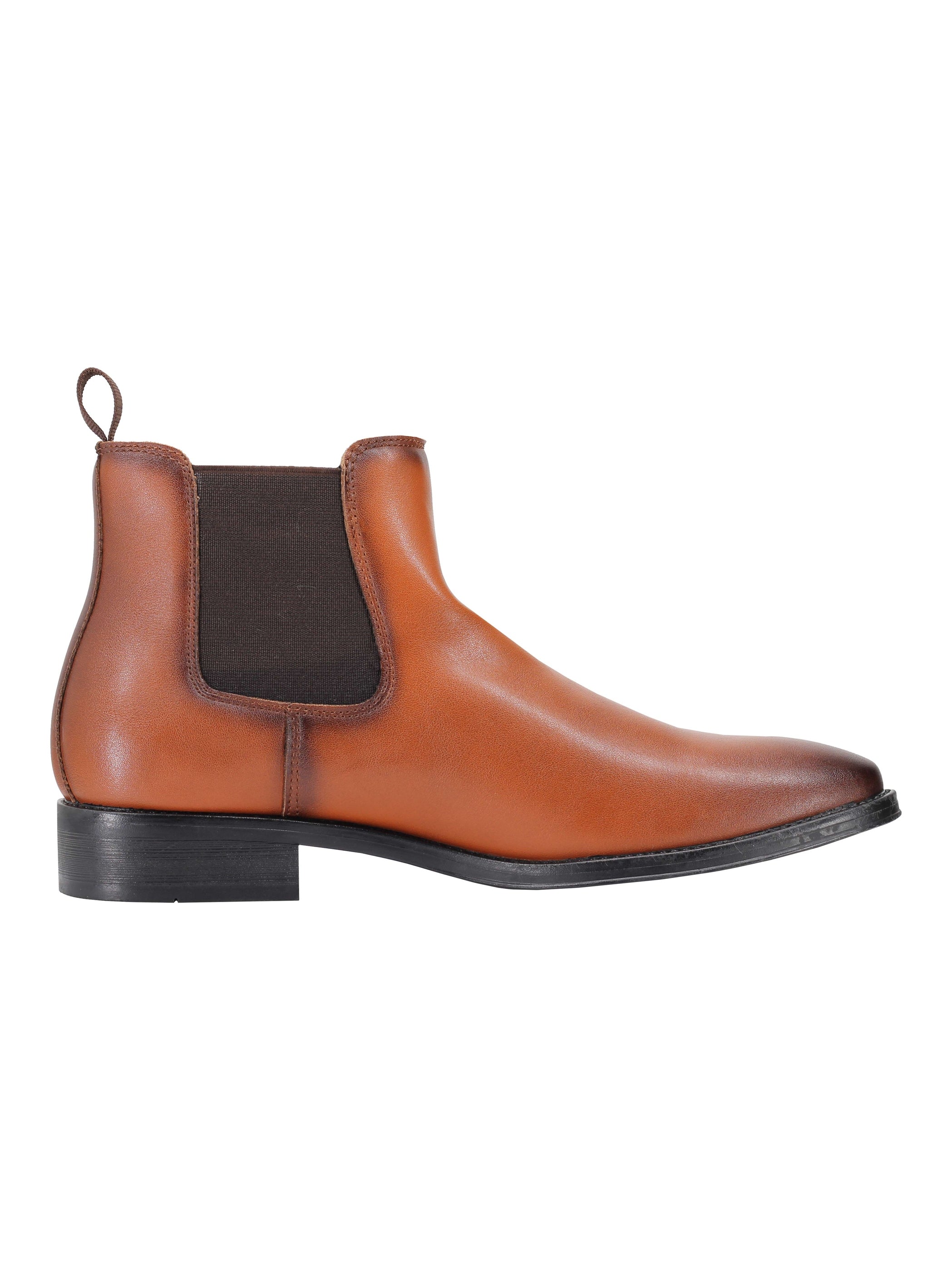 Chelsea Faux Leather Ankle Boots in black and brown
