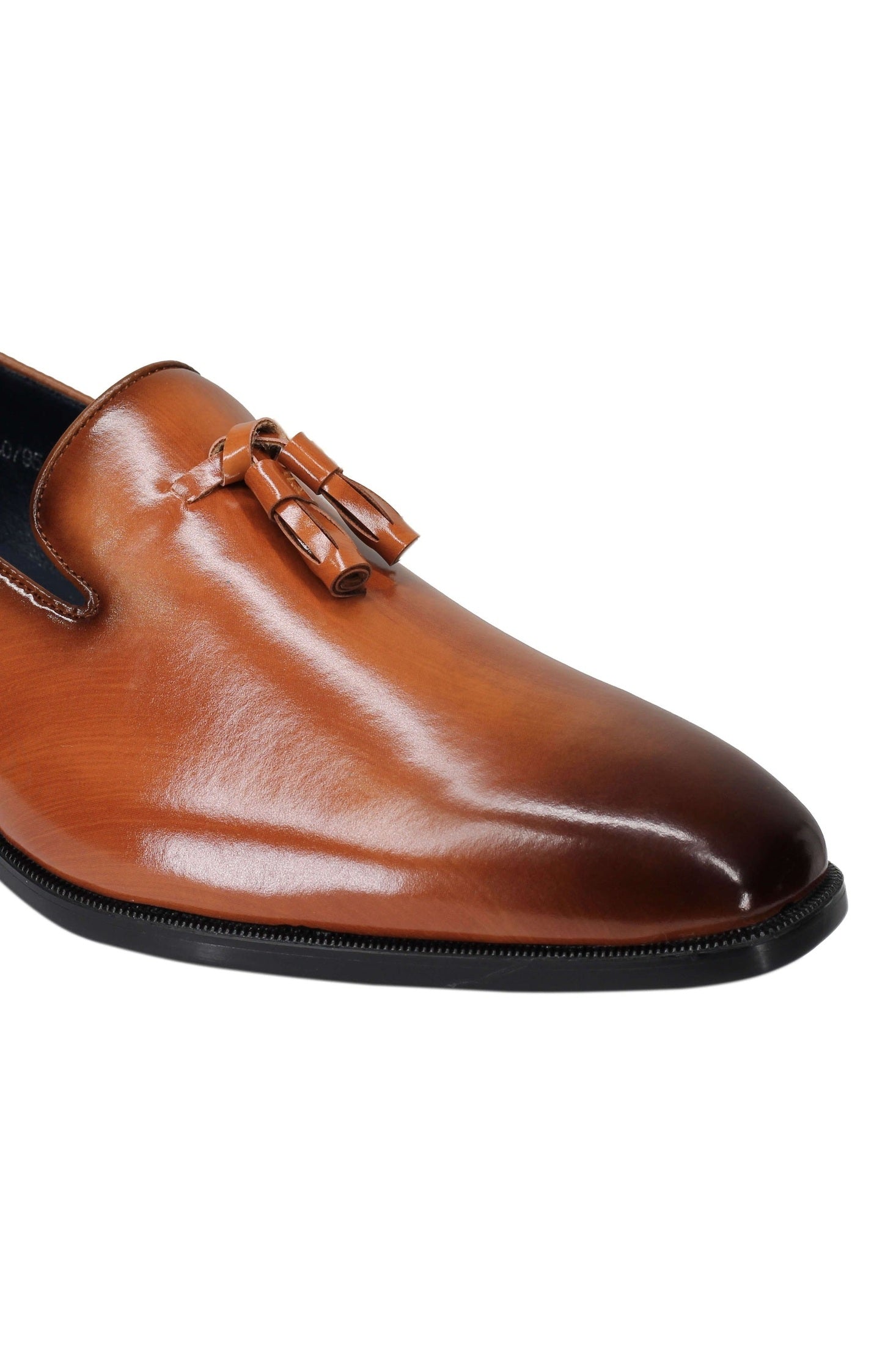 WHOLECUT FAUX LEATHER LOAFERS WITH TASSELS