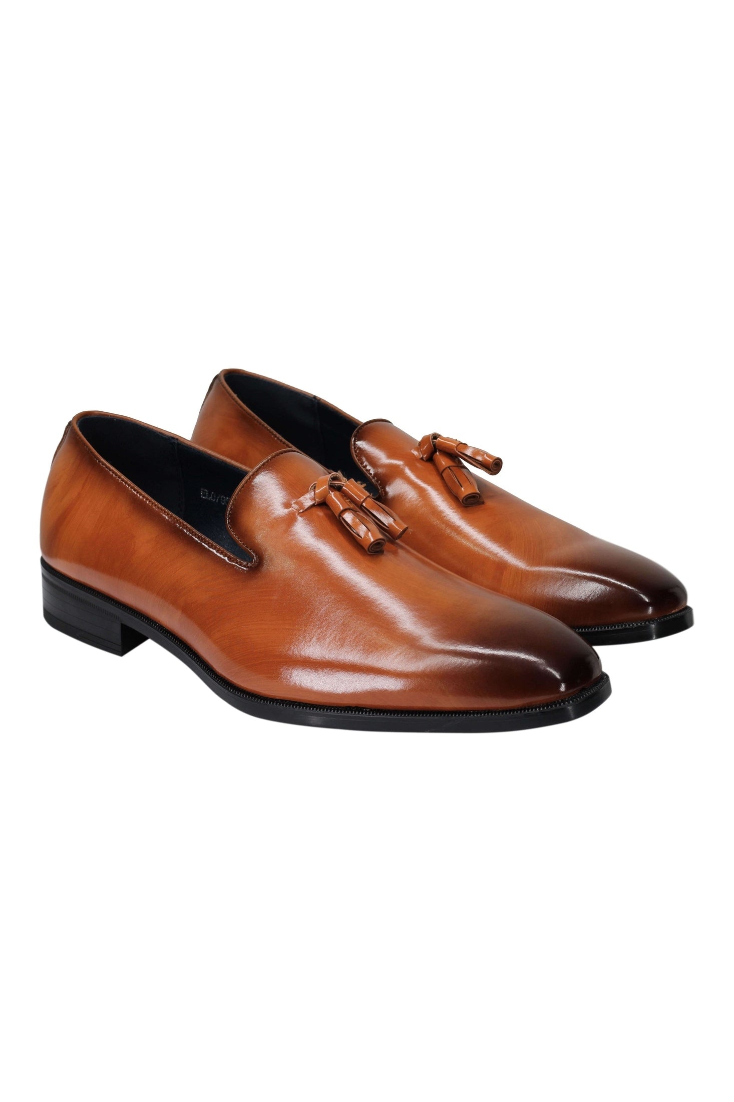 WHOLECUT FAUX LEATHER LOAFERS WITH TASSELS