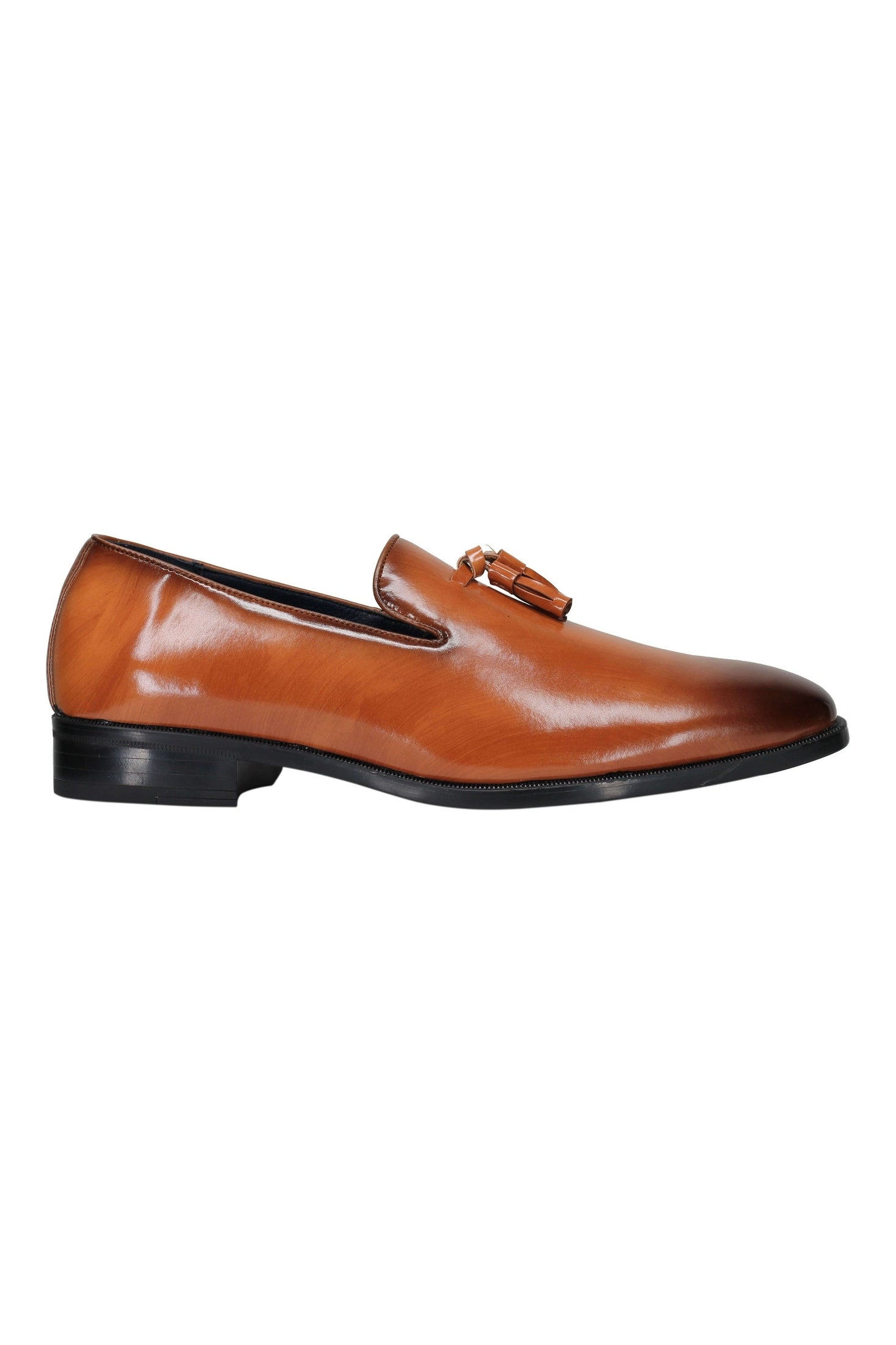 WHOLECUT FAUX LEATHER LOAFERS WITH TASSELS
