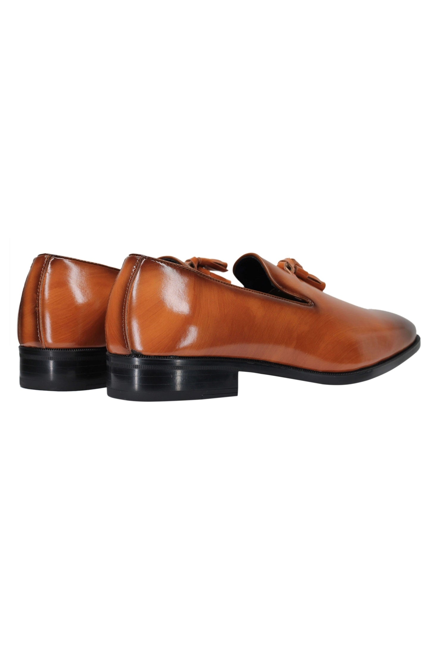 WHOLECUT FAUX LEATHER LOAFERS WITH TASSELS
