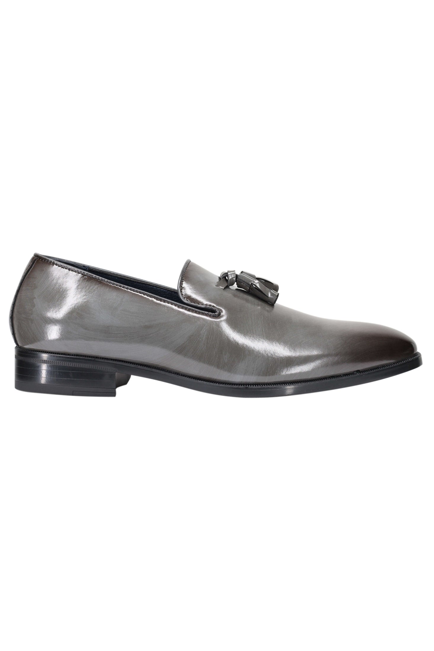 WHOLECUT FAUX LEATHER LOAFERS WITH TASSELS