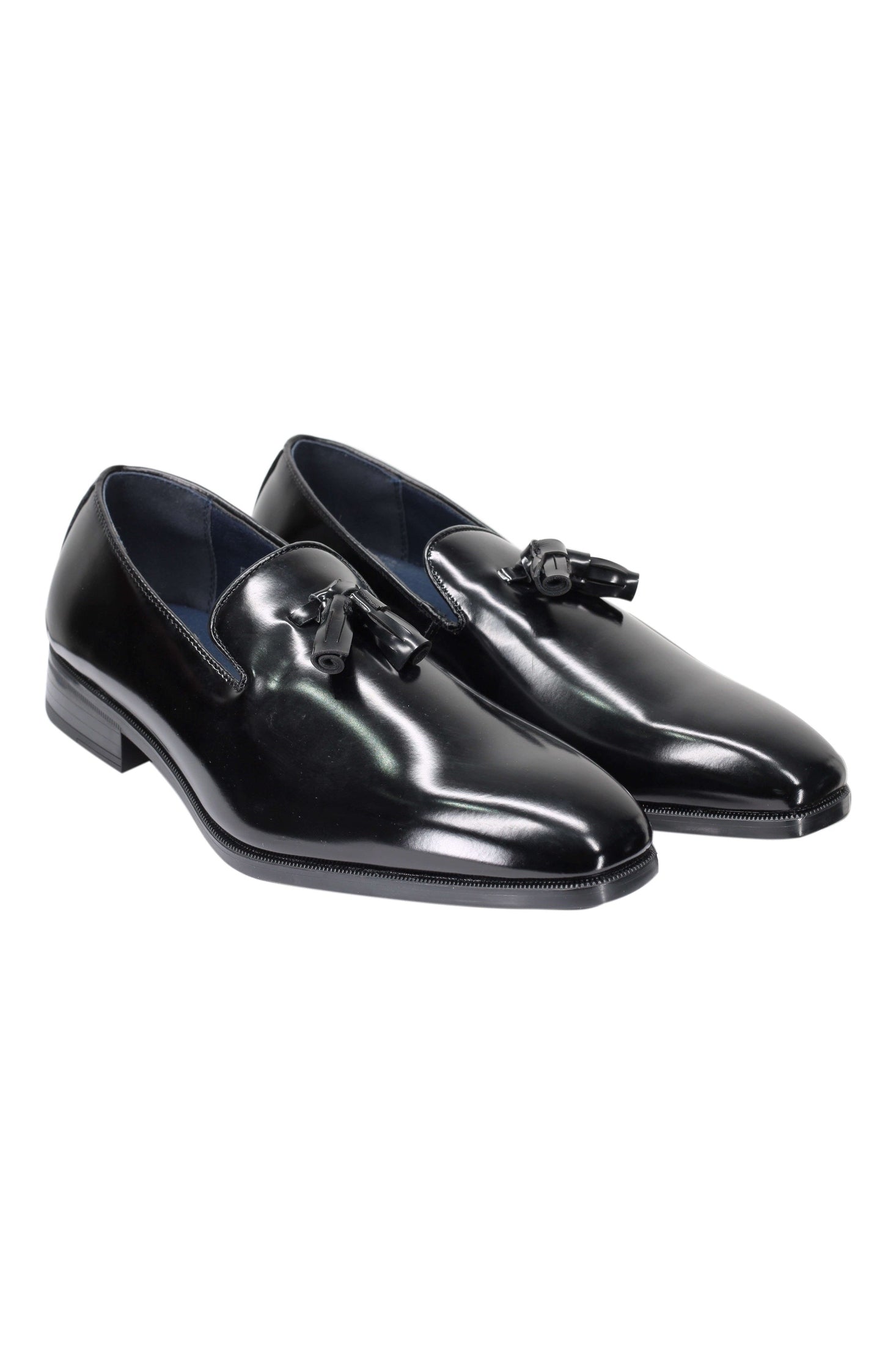 WHOLECUT FAUX LEATHER LOAFERS WITH TASSELS