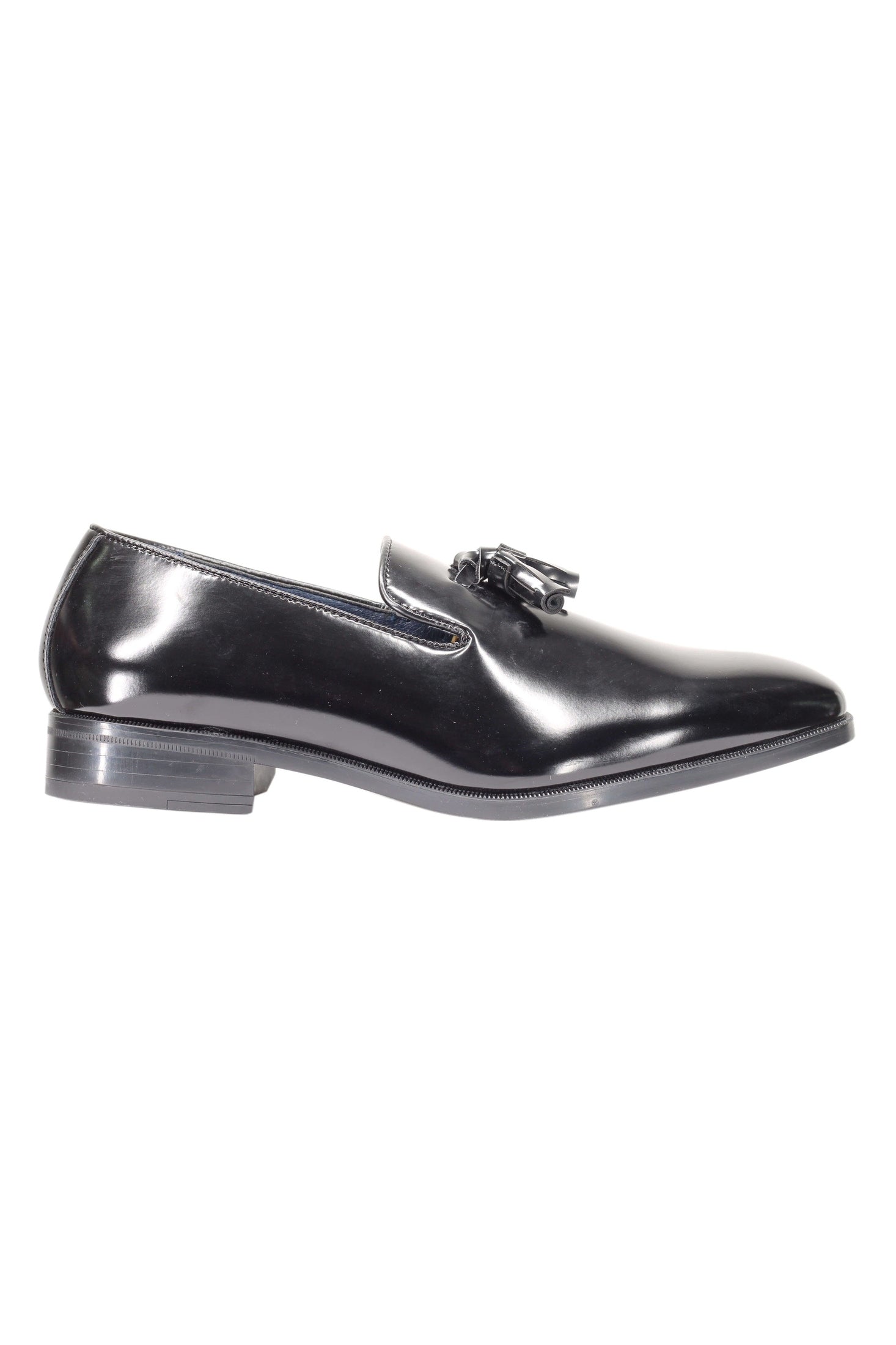 WHOLECUT FAUX LEATHER LOAFERS WITH TASSELS