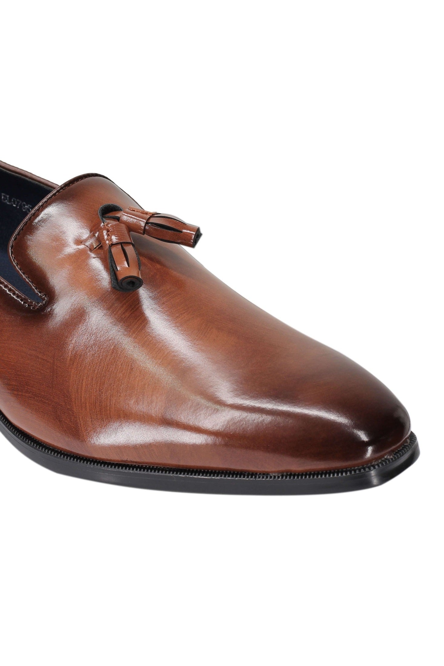 WHOLECUT FAUX LEATHER LOAFERS WITH TASSELS