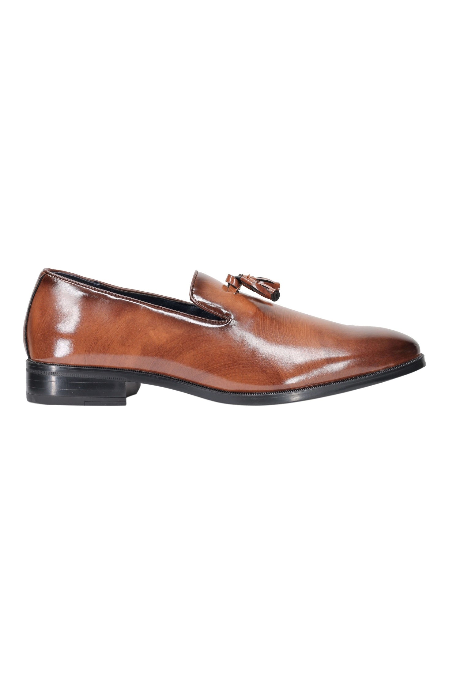 WHOLECUT FAUX LEATHER LOAFERS WITH TASSELS