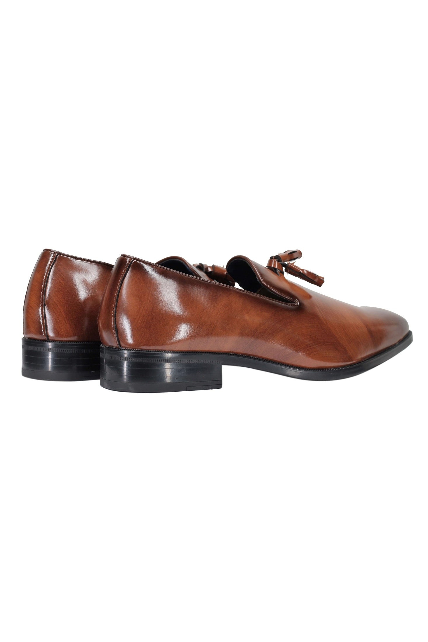WHOLECUT FAUX LEATHER LOAFERS WITH TASSELS