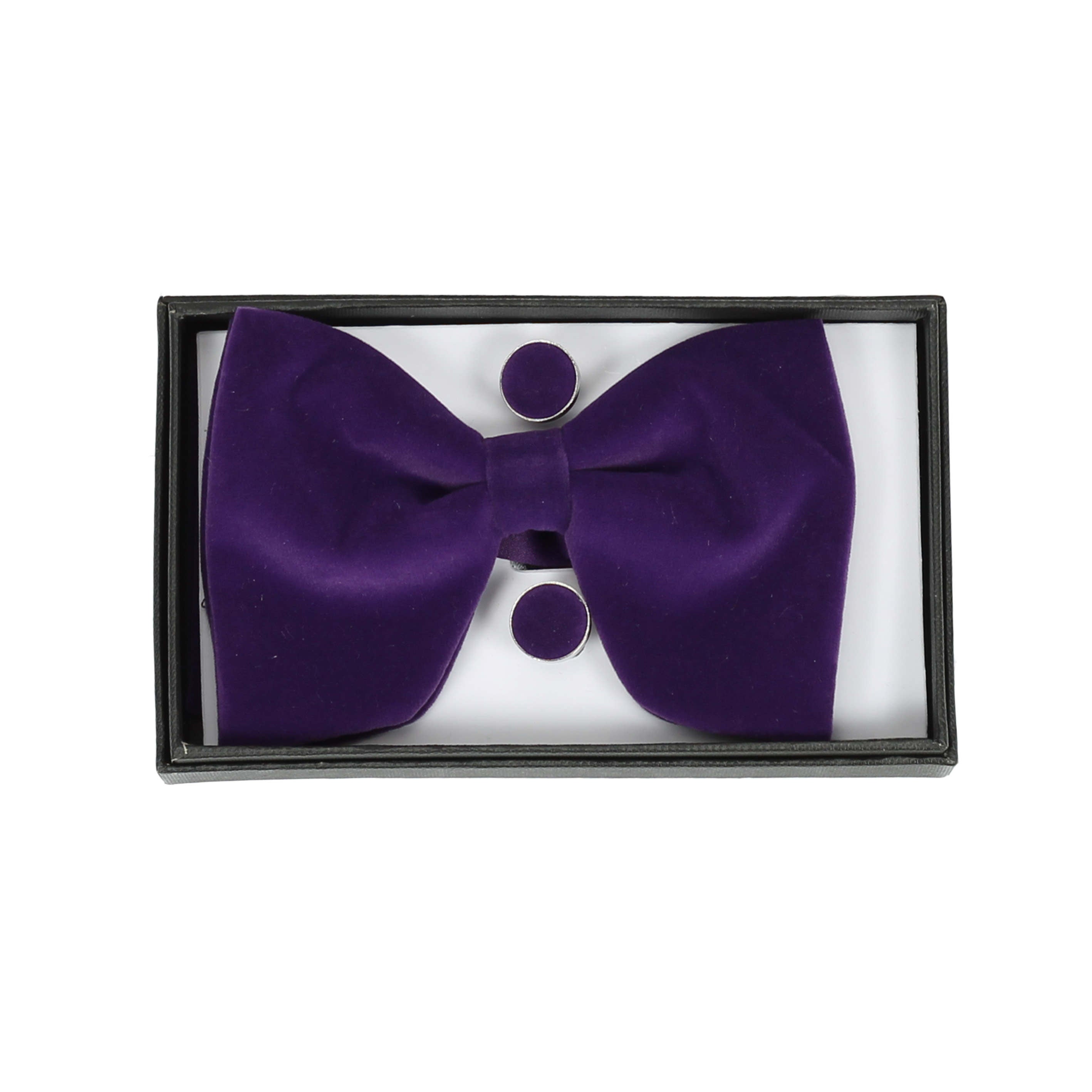 Mens Purple Velvet Bow Tie With Cufflink