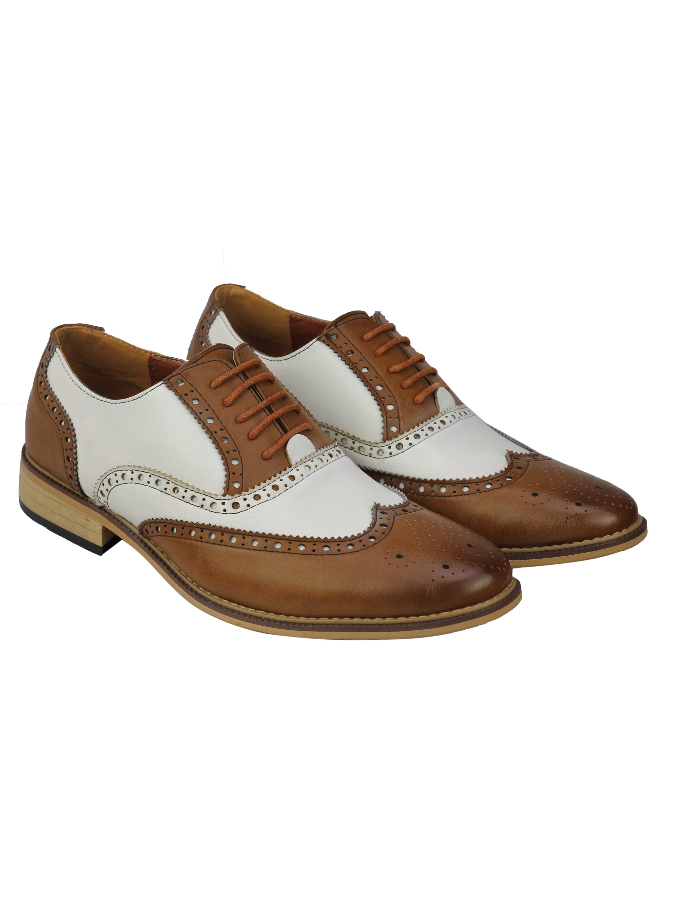 FAUX LEATHER 2 TONE BROGUE LACE UP SHOES IN WINE