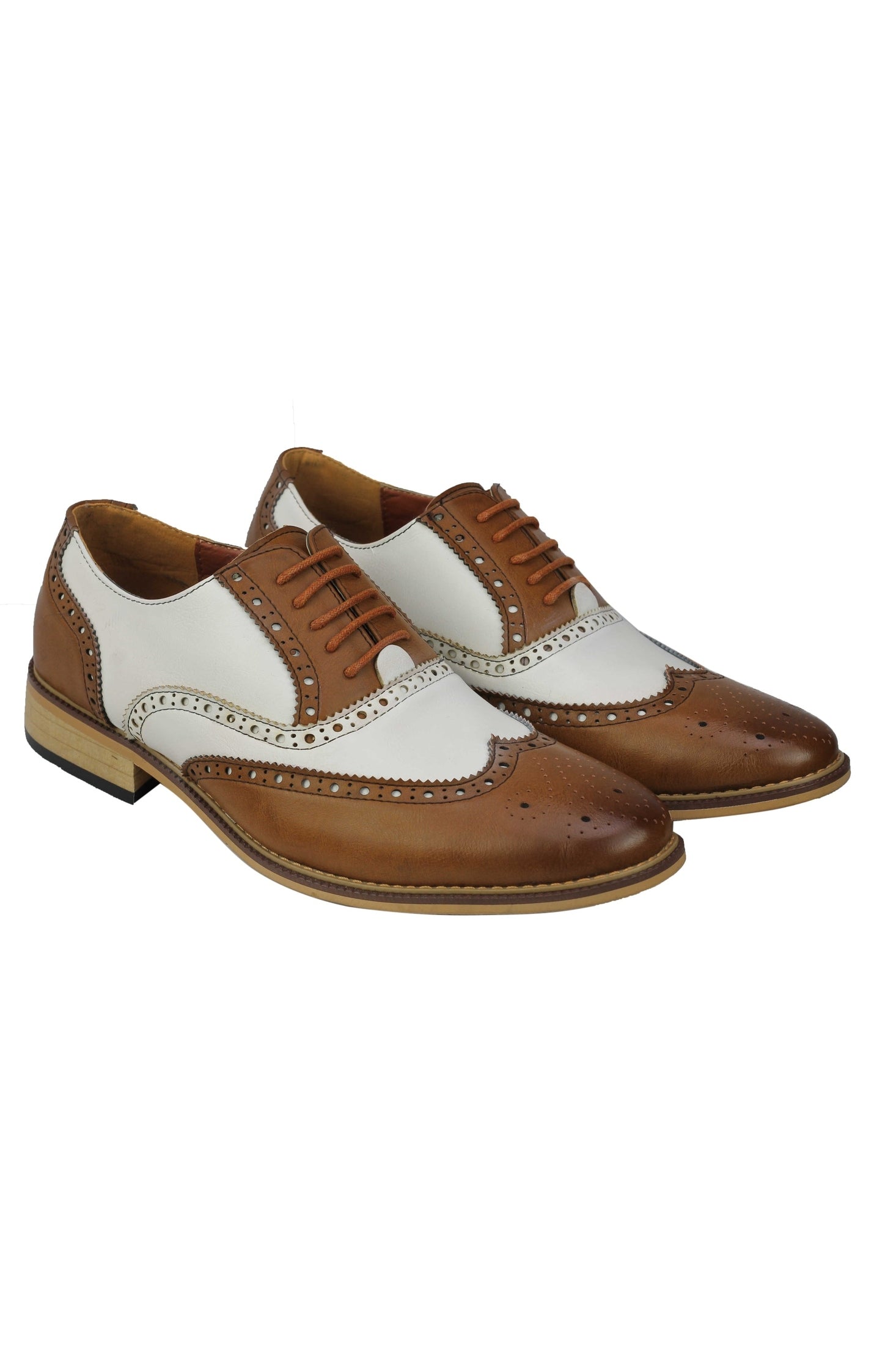 FAUX LEATHER 2 TONE BROGUE LACE UP SHOES IN WINE