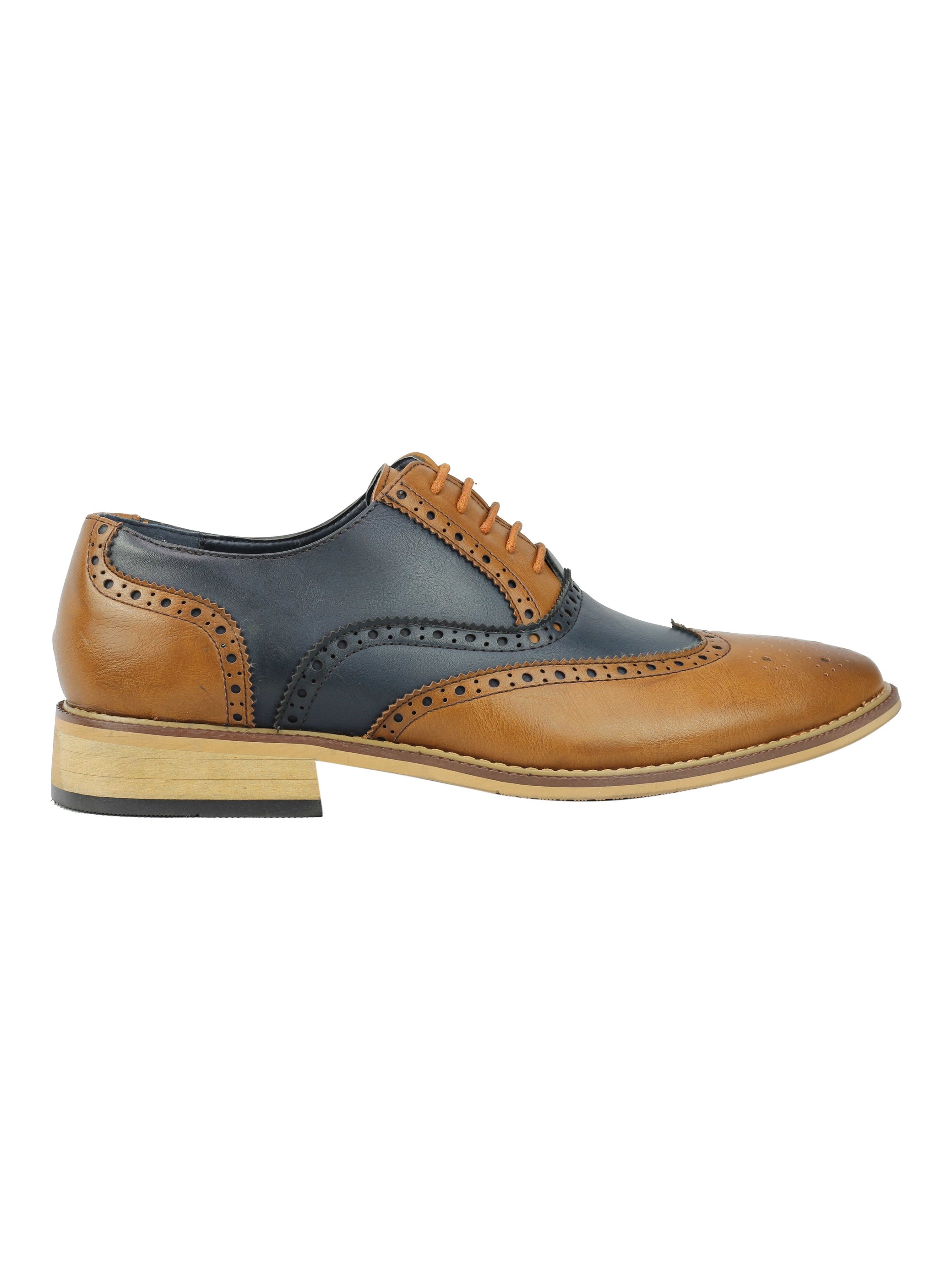 Mens Classic 2 Tone Brogue Lace Up Shoes In Navy