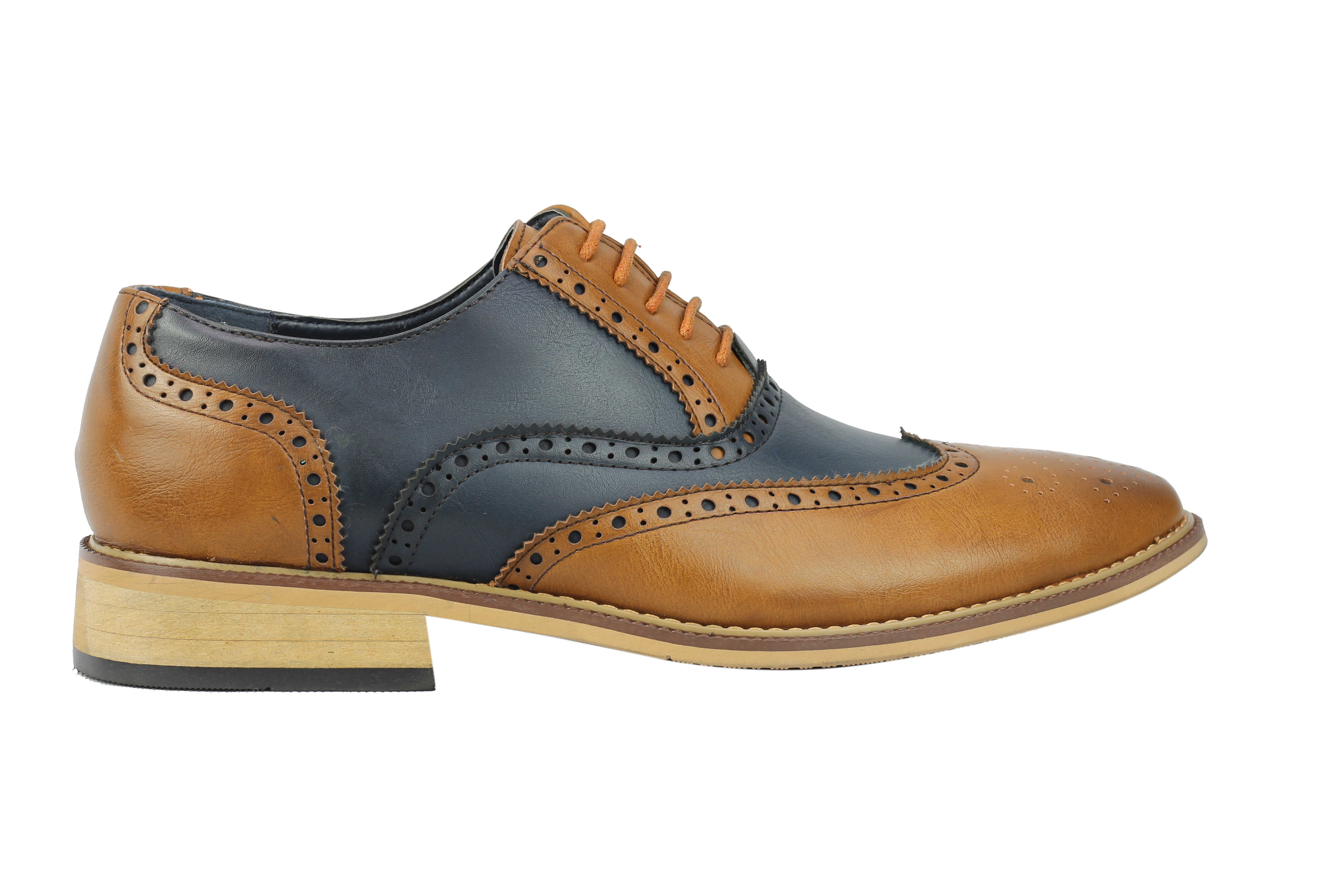 Mens Classic 2 Tone Brogue Lace Up Shoes In Navy