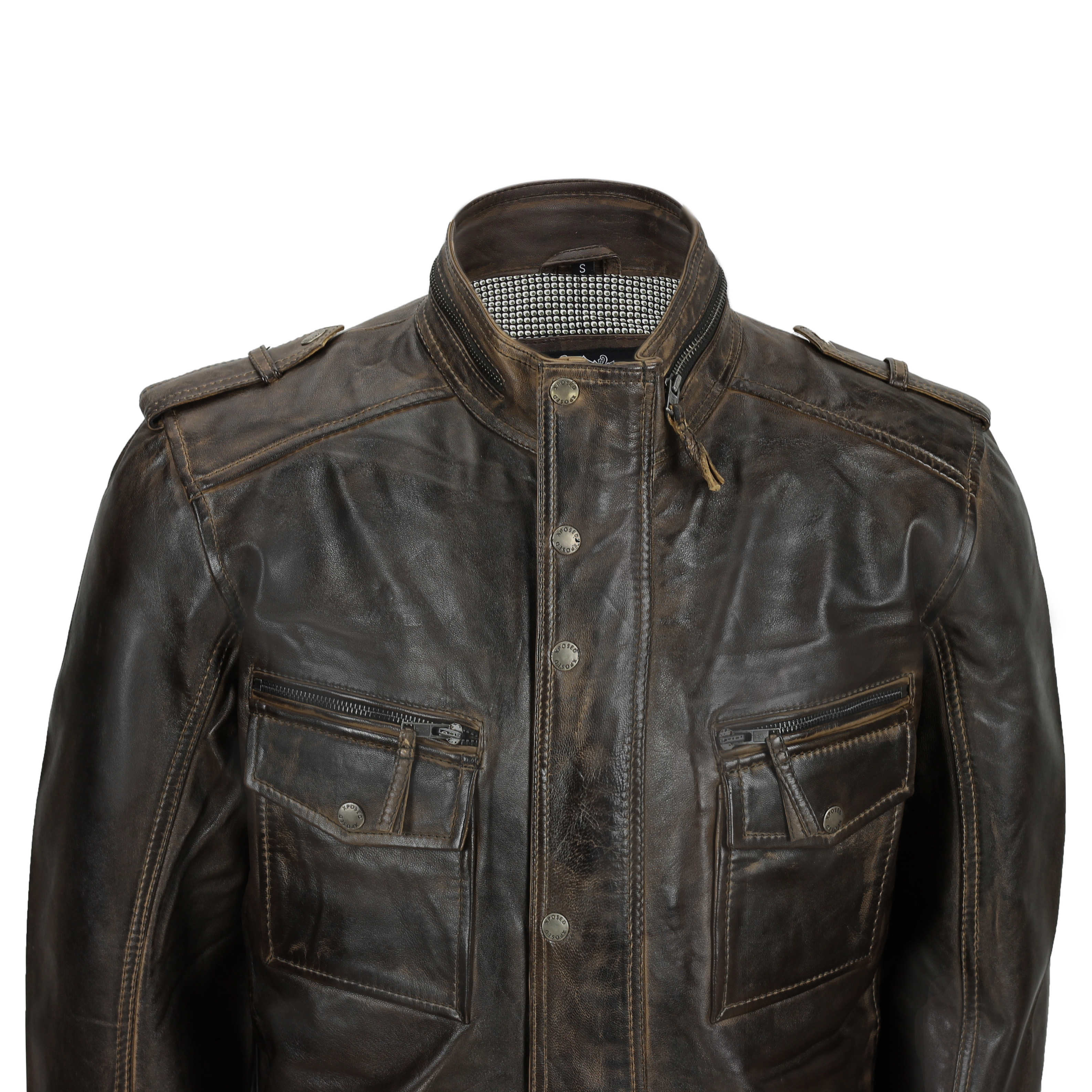 MEN’S MILITARY LEATHER JACKET IN BROWN