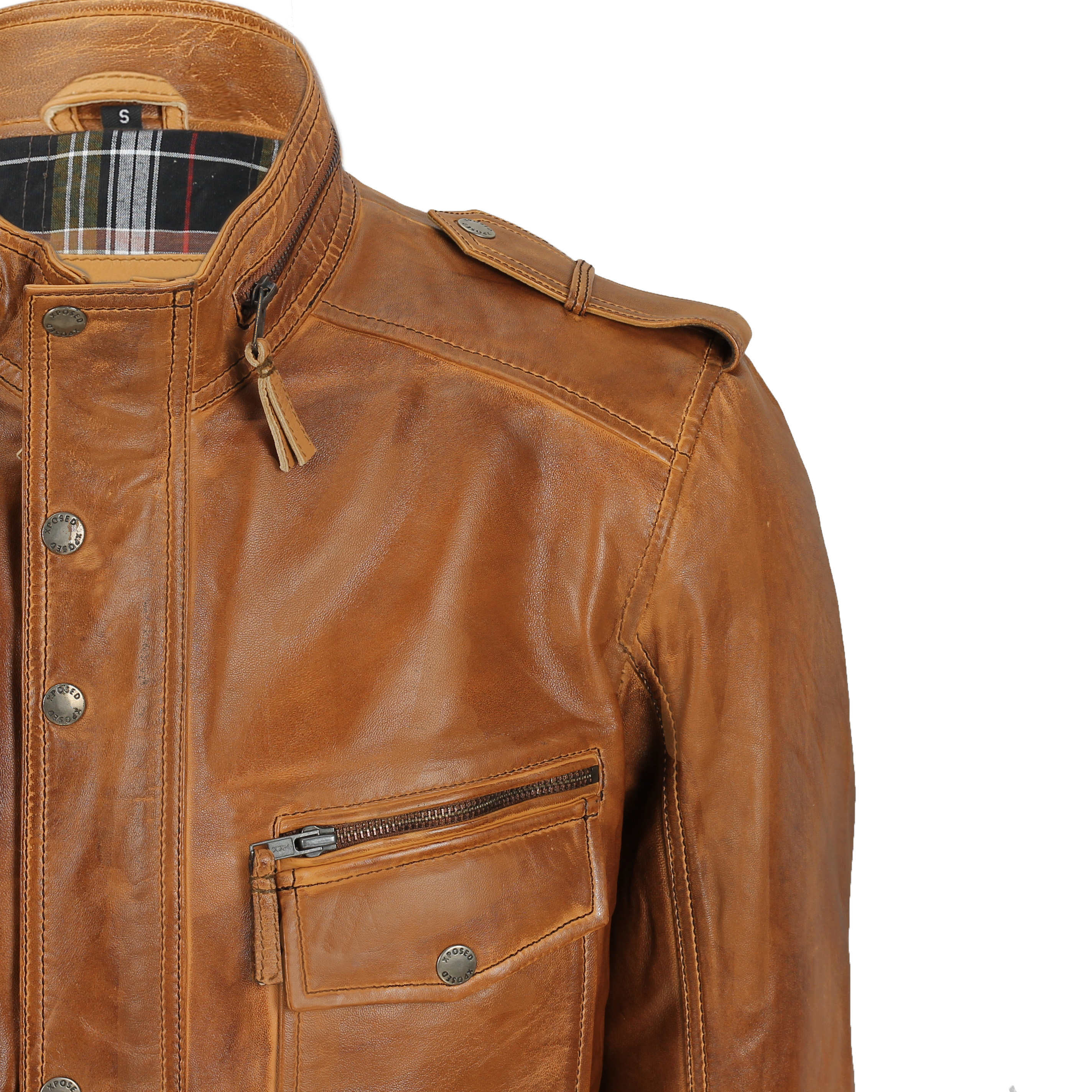 MEN’S MILITARY LEATHER JACKET IN TAN