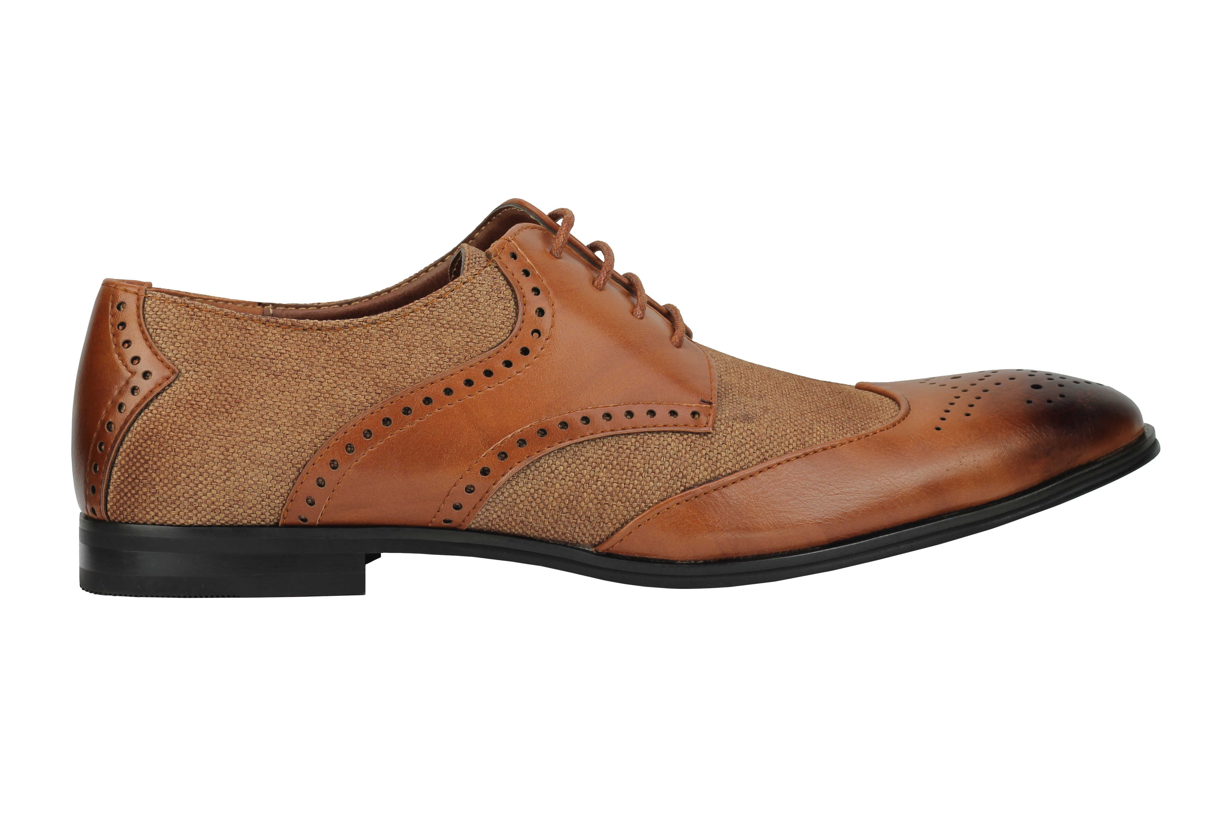 Classic Faux Leather And Tweed Brogue In Brown