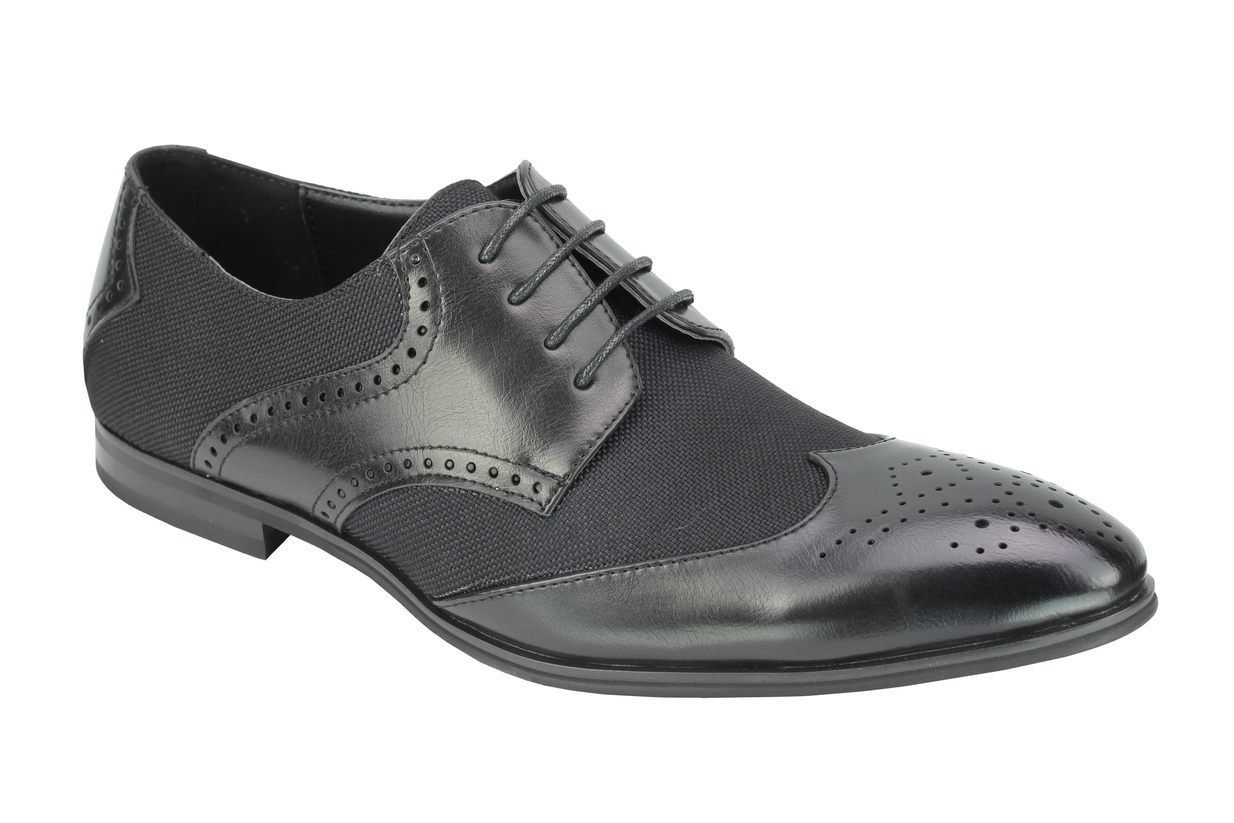 Classic Faux Leather And Tweed Brogue