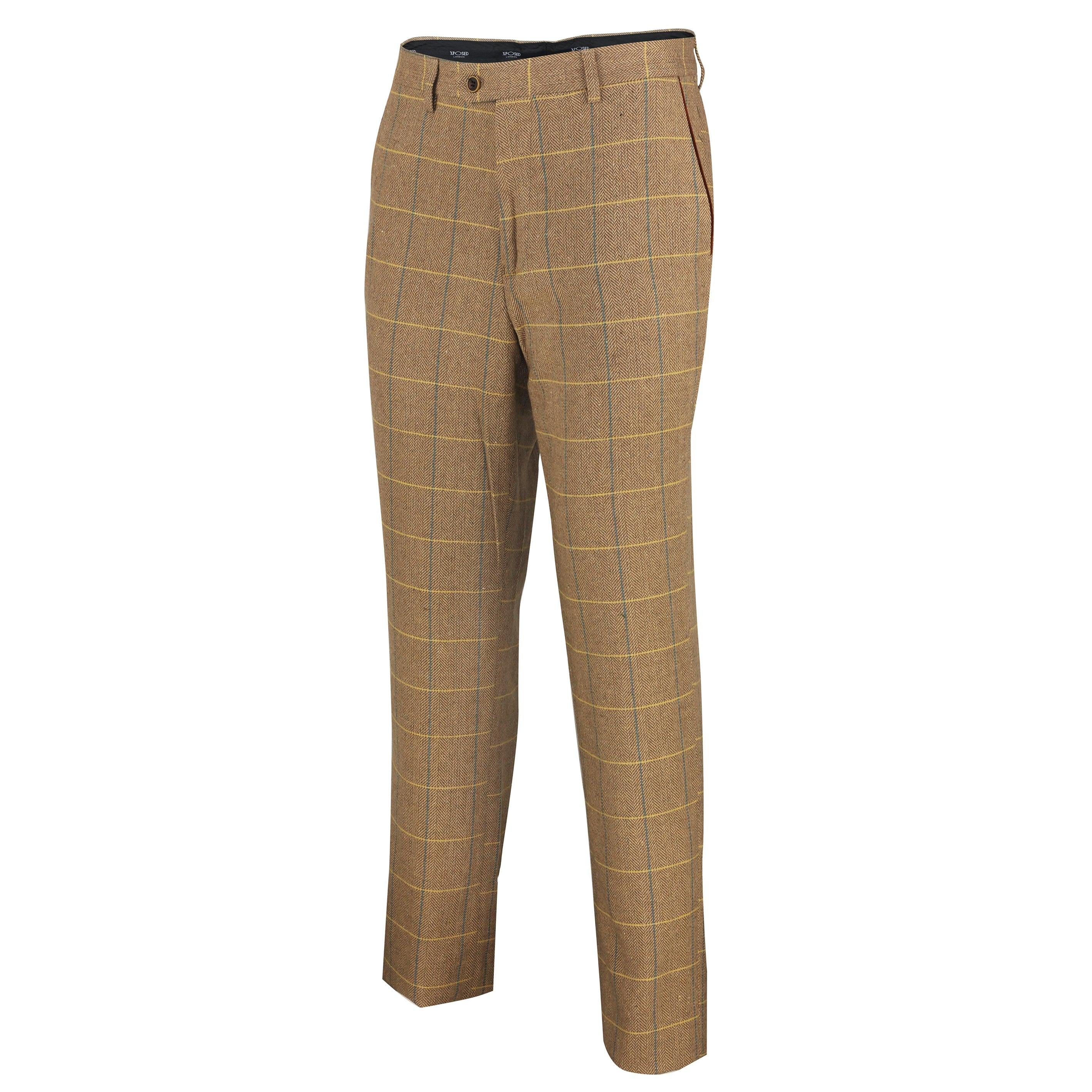 Tweed Check Oak Tan Trousers