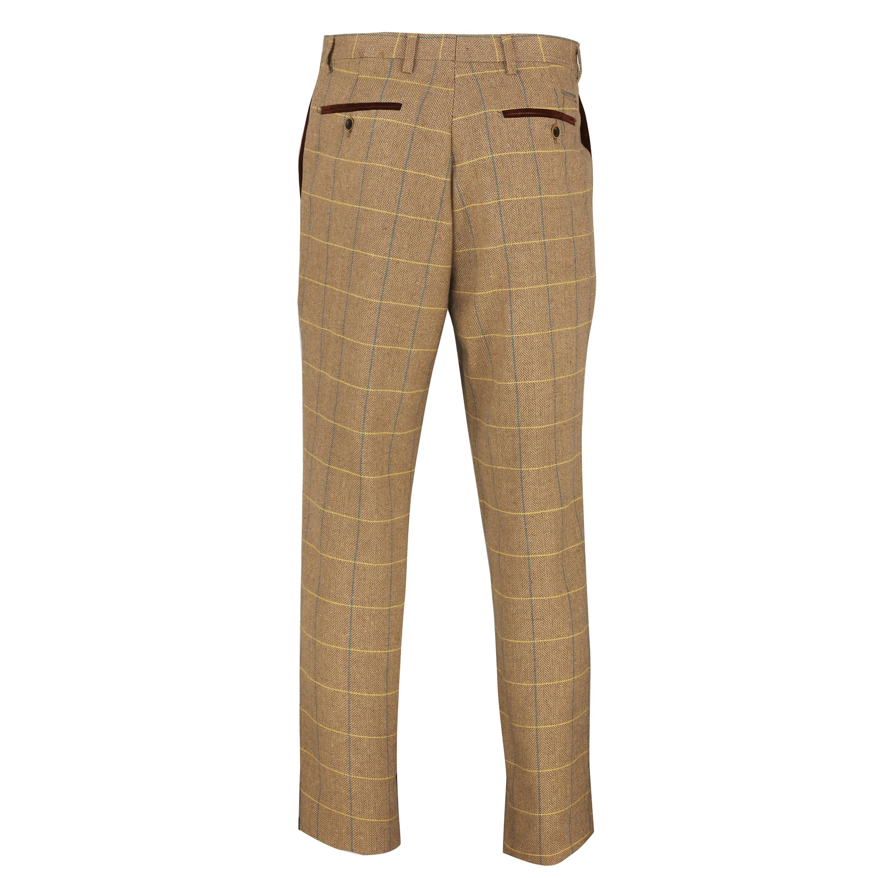 Tweed Check Oak Tan Trousers