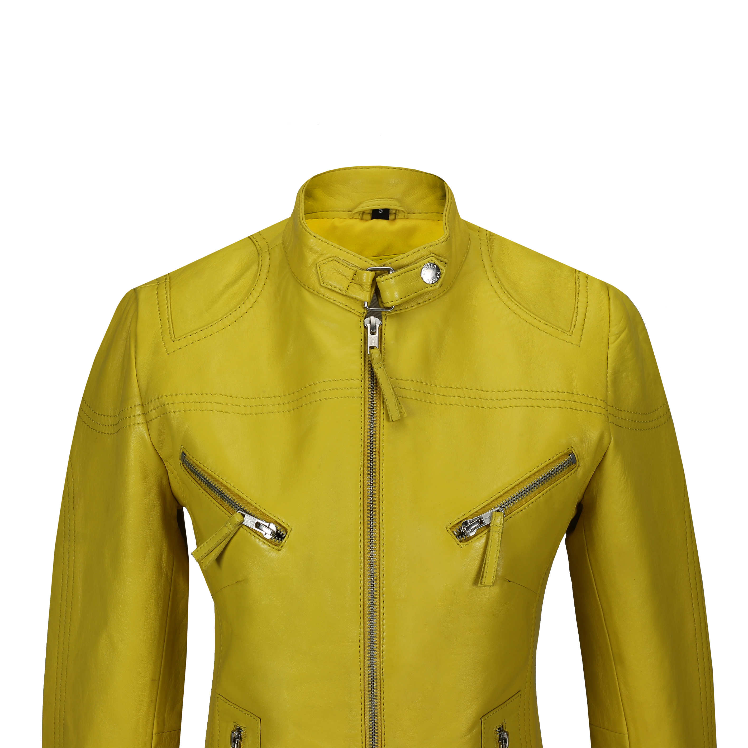 Retro Leather Biker Jacket Yellow