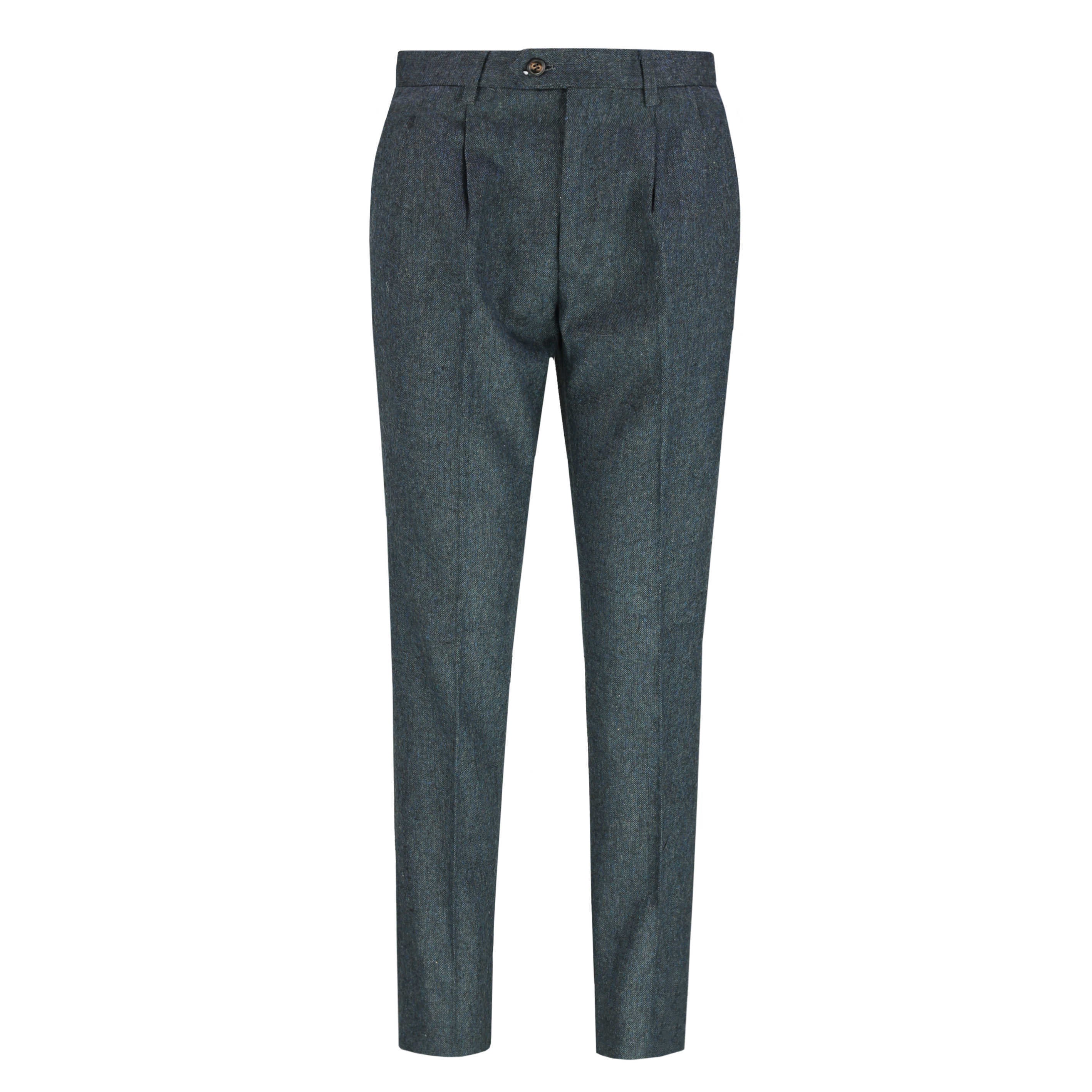 Calvin - Mens 1920s Vintage Blue Tweed Trousers