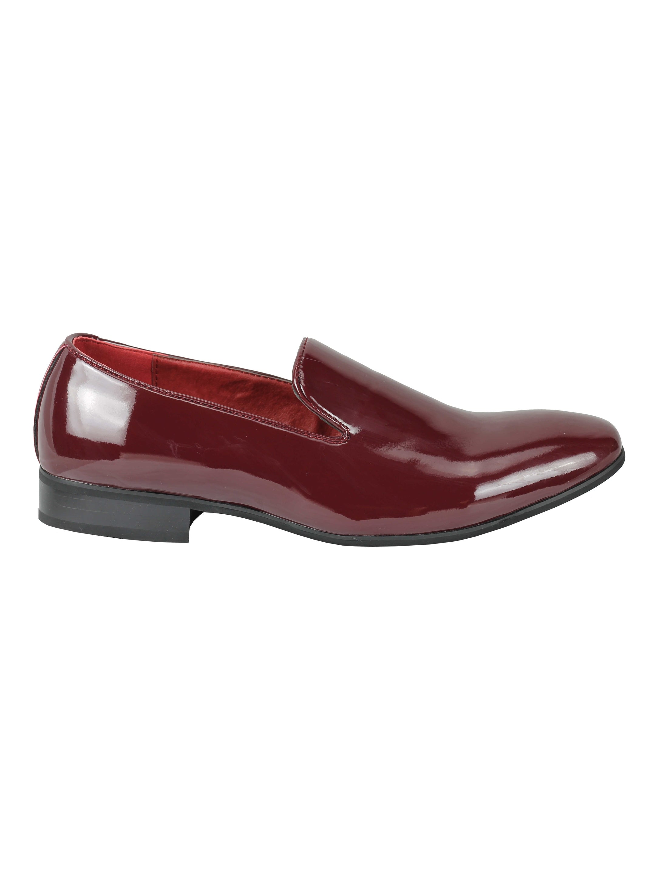 Faux Patent Leather Shiny Slip On Shoes In Maroon