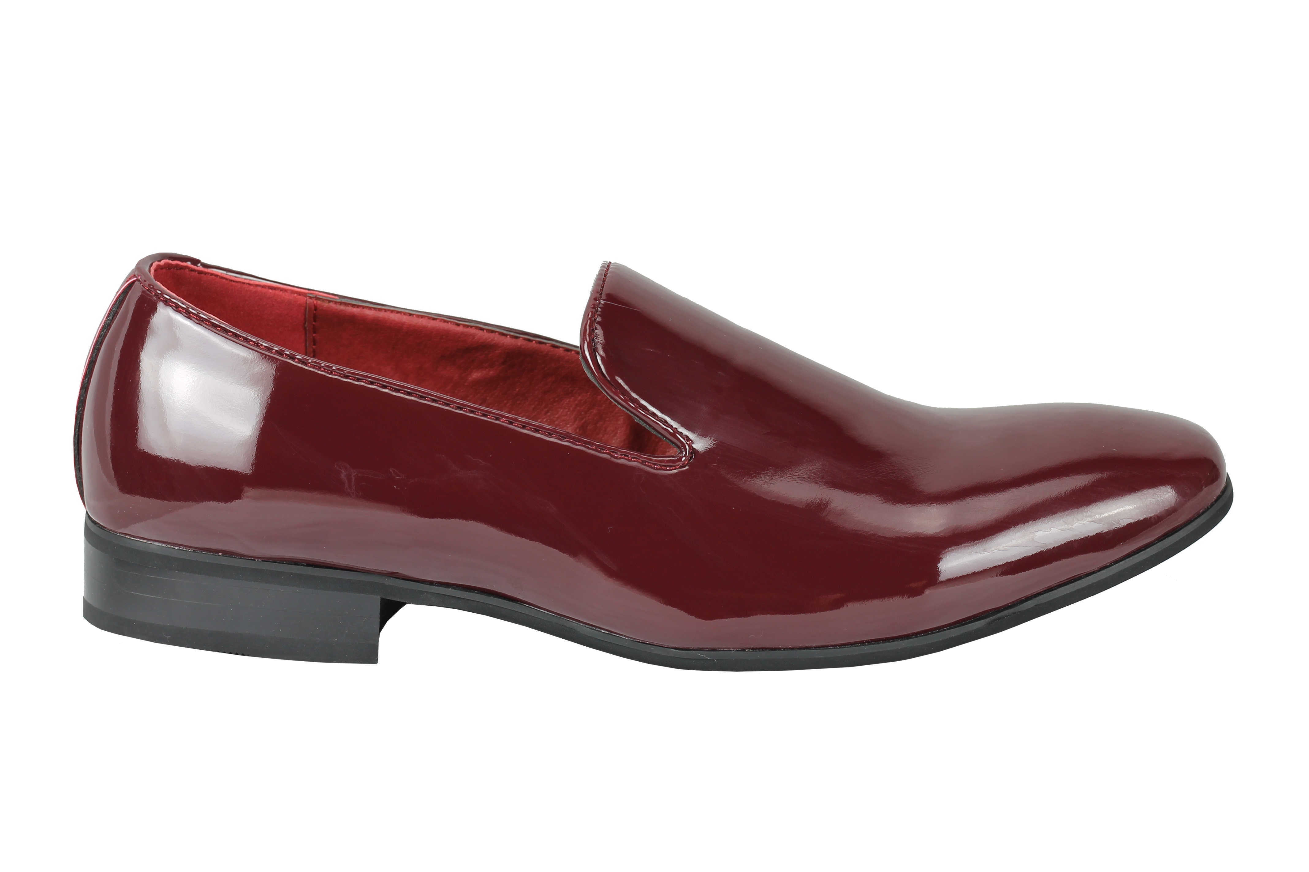 Faux Patent Leather Shiny Slip On Shoes In Maroon