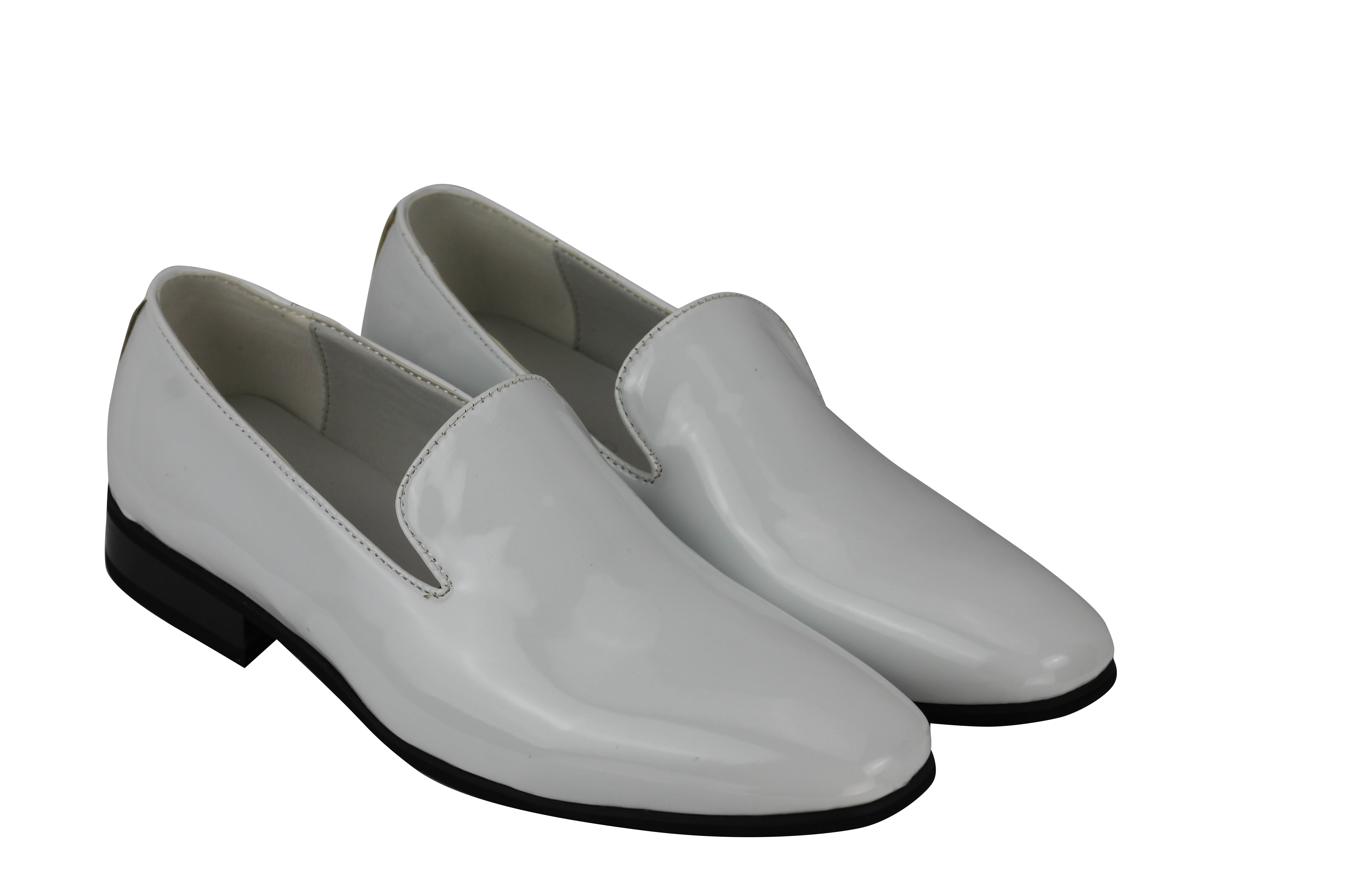 Faux Patent Leather Shiny Slip On Shoes In White