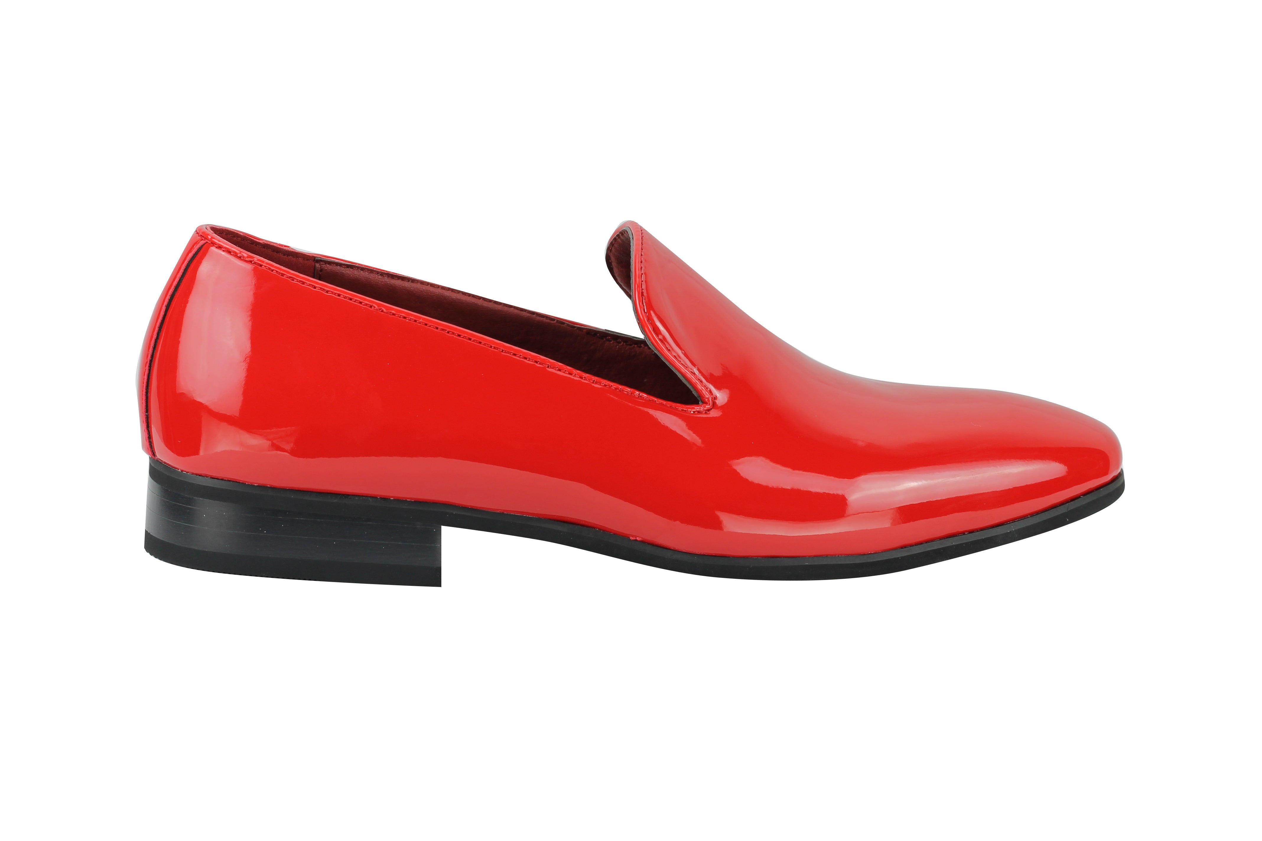 Faux Patent Leather Shiny Slip On Shoes In Red