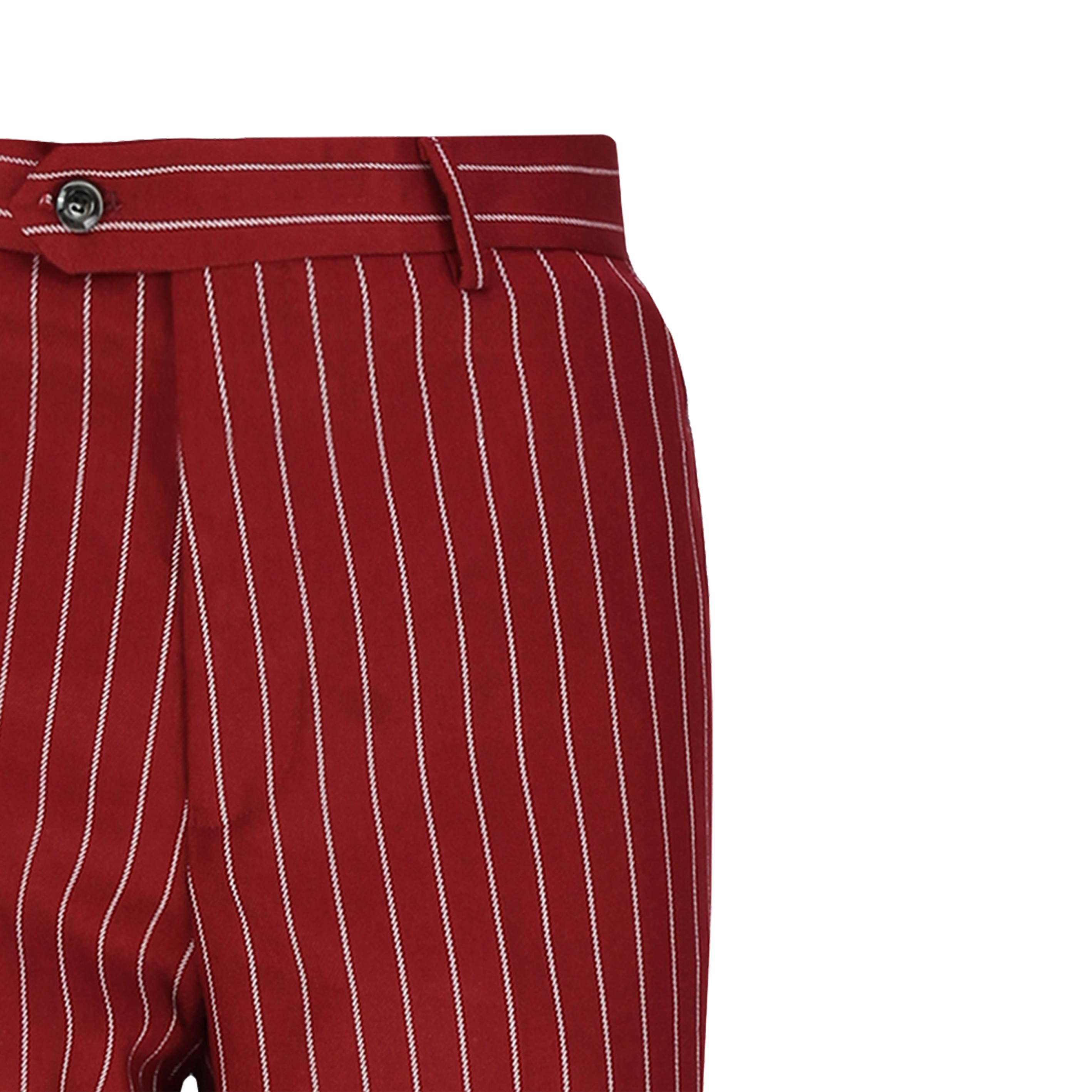 Mens Maroon Tweed Pinstripe Trousers