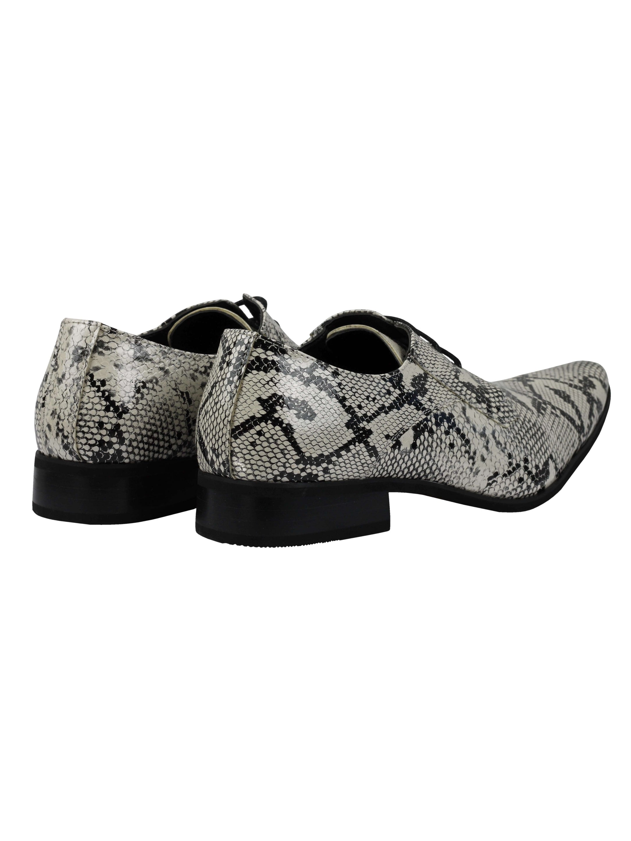 SHINY PATENT FAUX LEATHER SHOES IN BLACK-WHITE