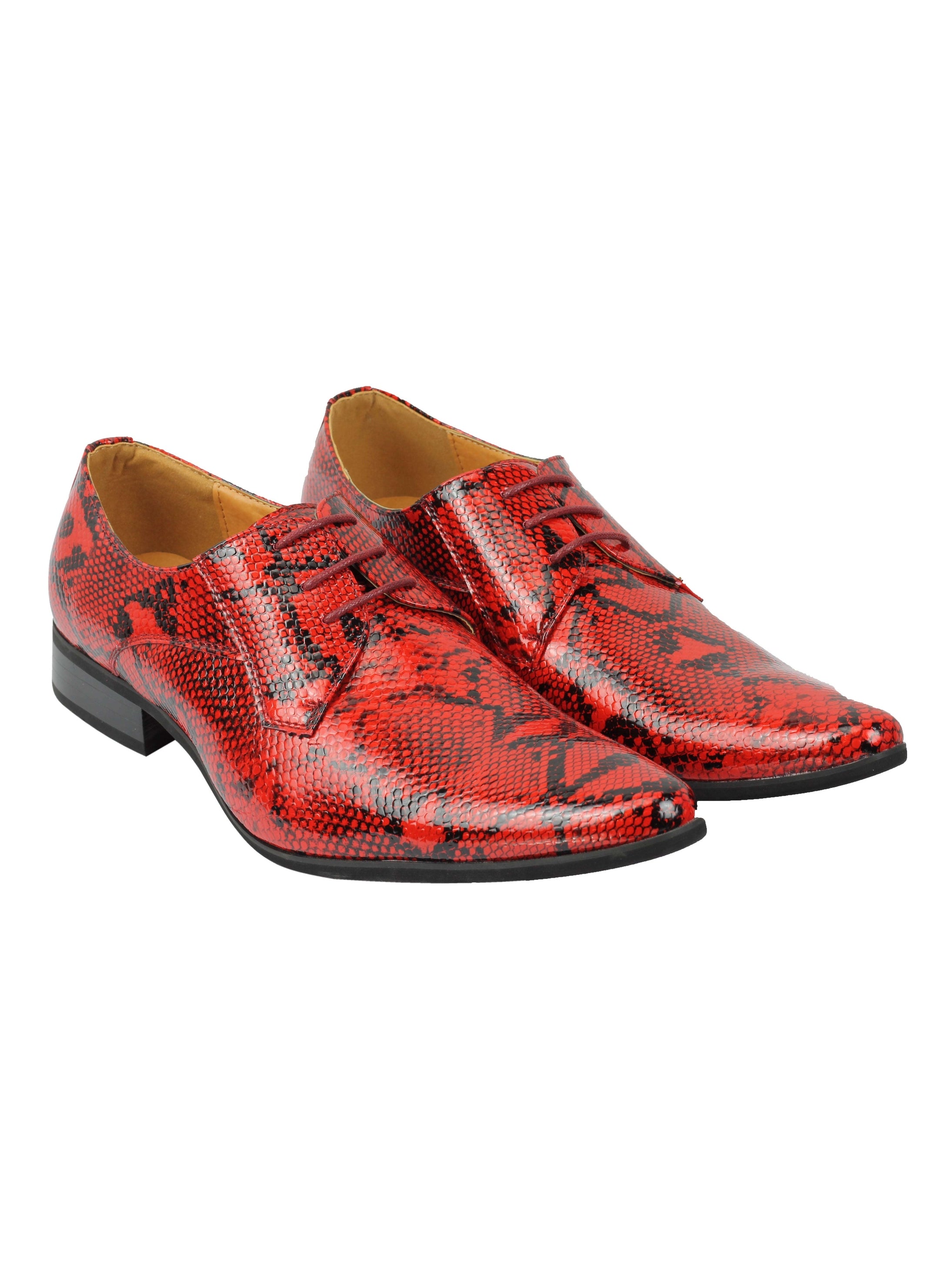 SHINY PATENT FAUX LEATHER SHOES IN RED